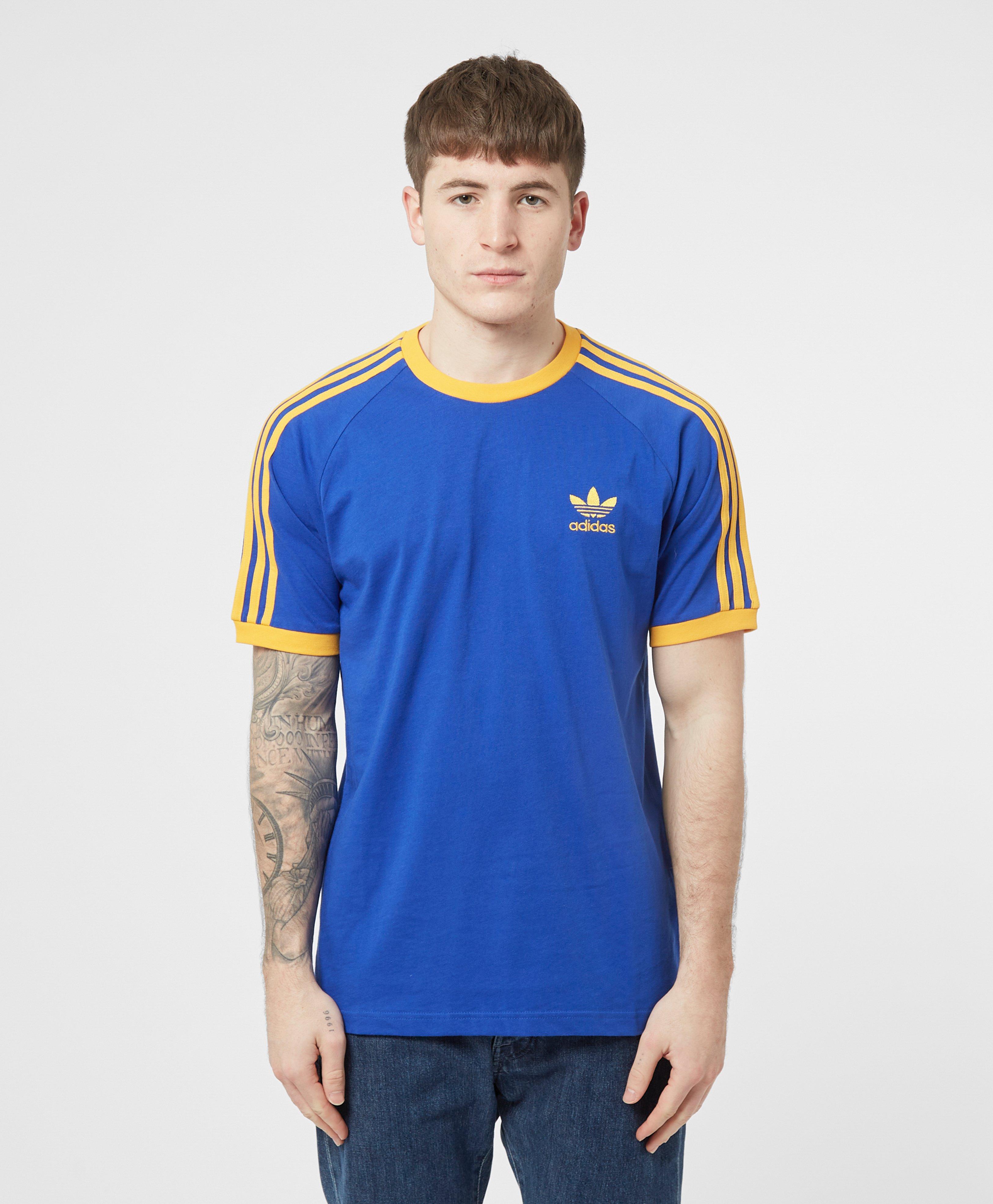 adidas originals california 3 stripe t shirt blue