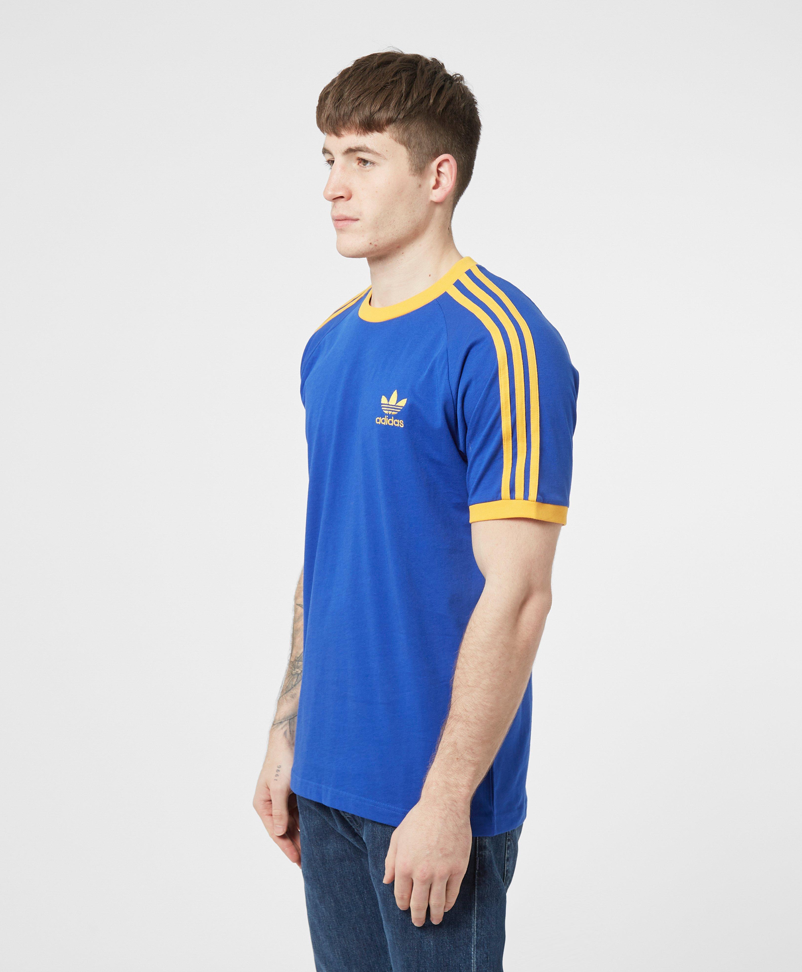 adidas originals california 3 stripe t shirt blue