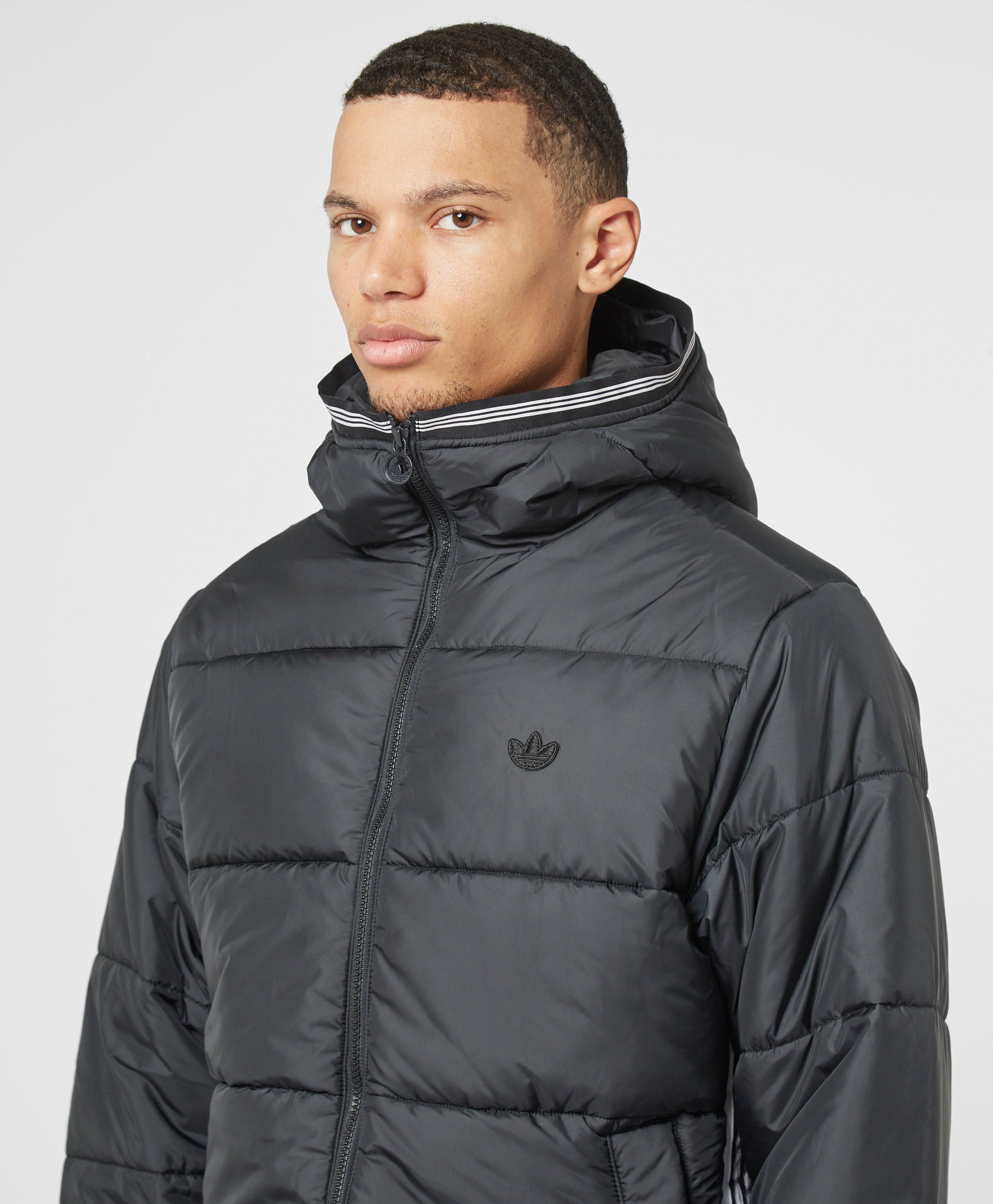 adidas originals three stripe padded jacket in black