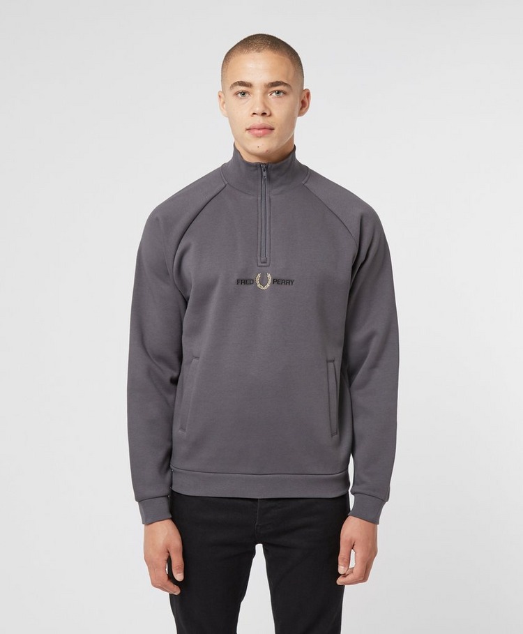 Fred Perry Half Zip Logo Sweatshirt - Exclusive | scotts Menswear