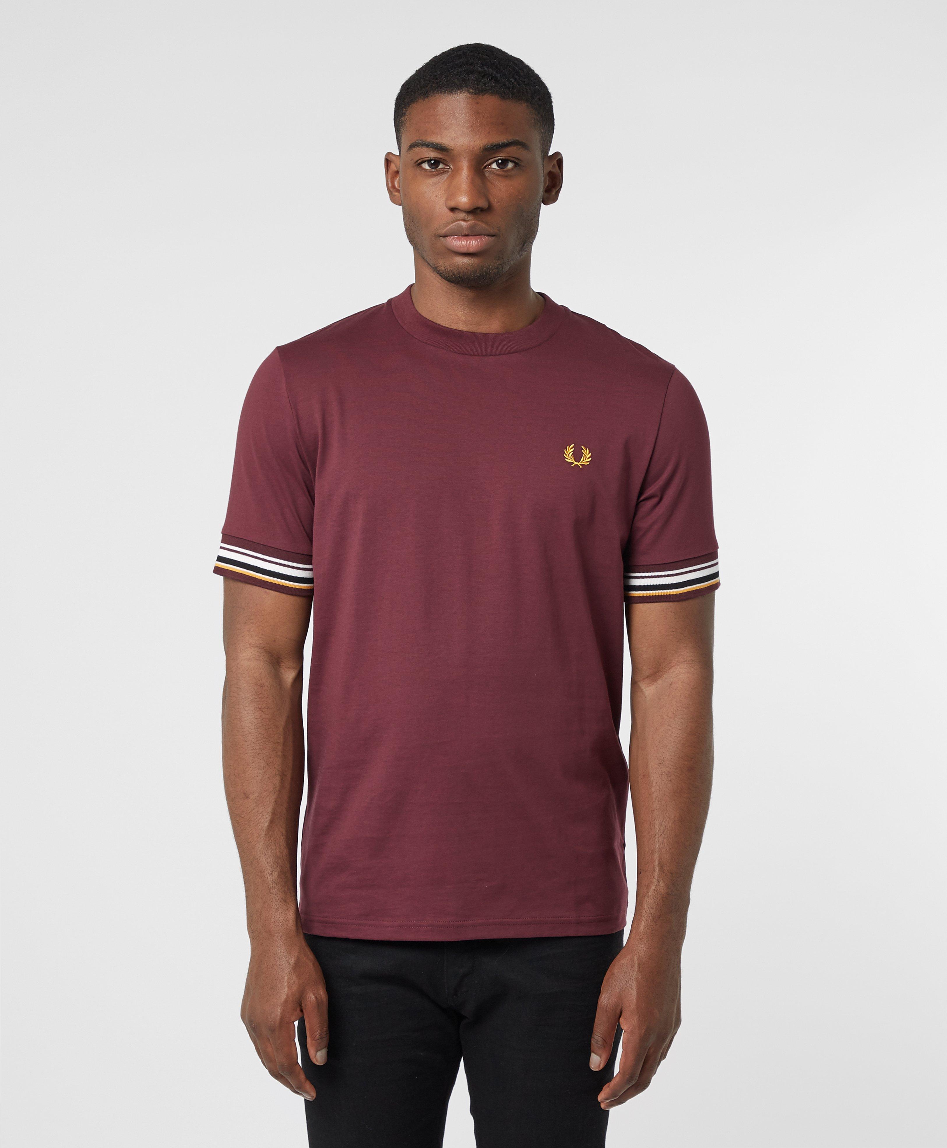 fred perry bold cuff short sleeve polo shirt