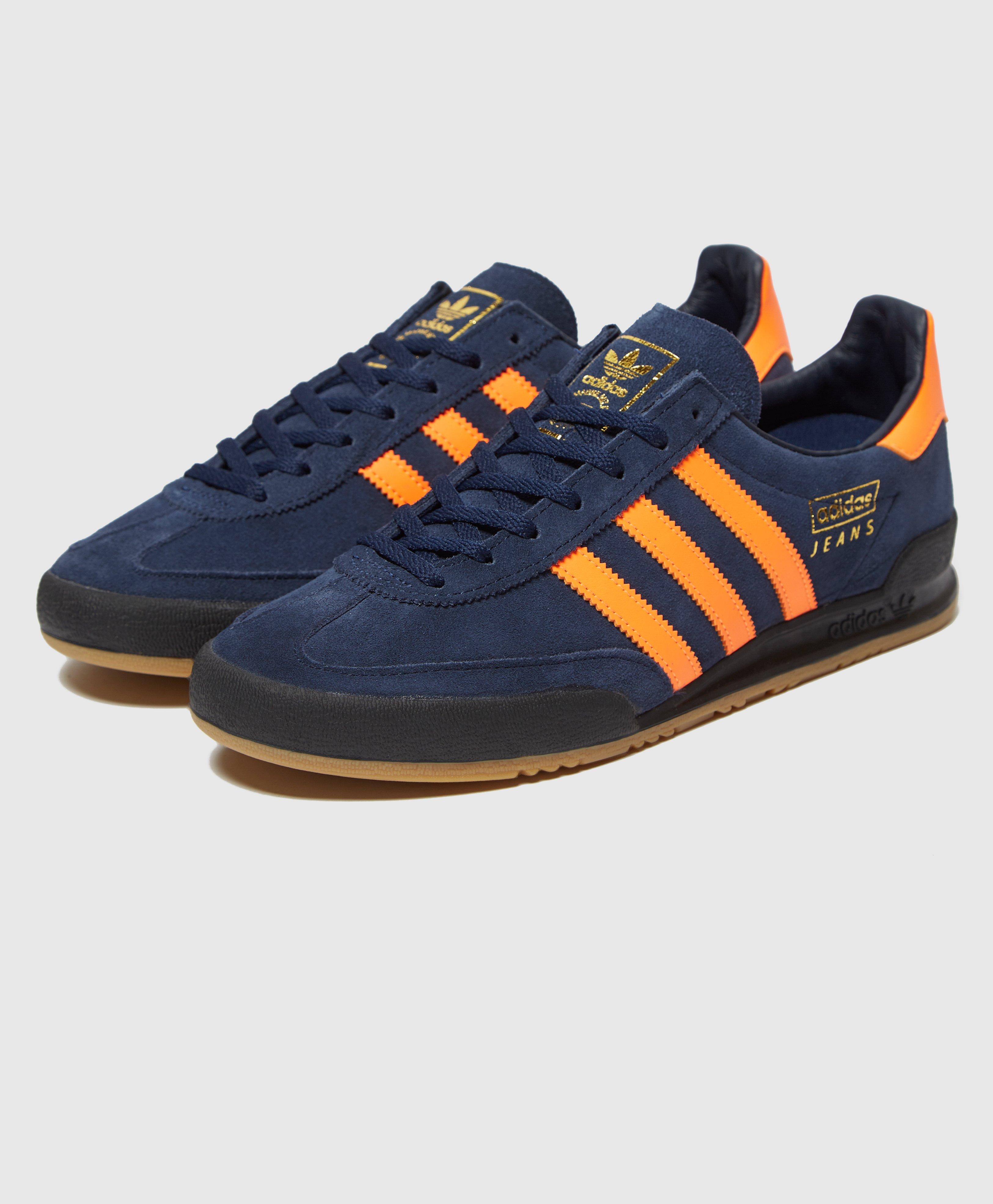 adidas jeans trainers navy and orange