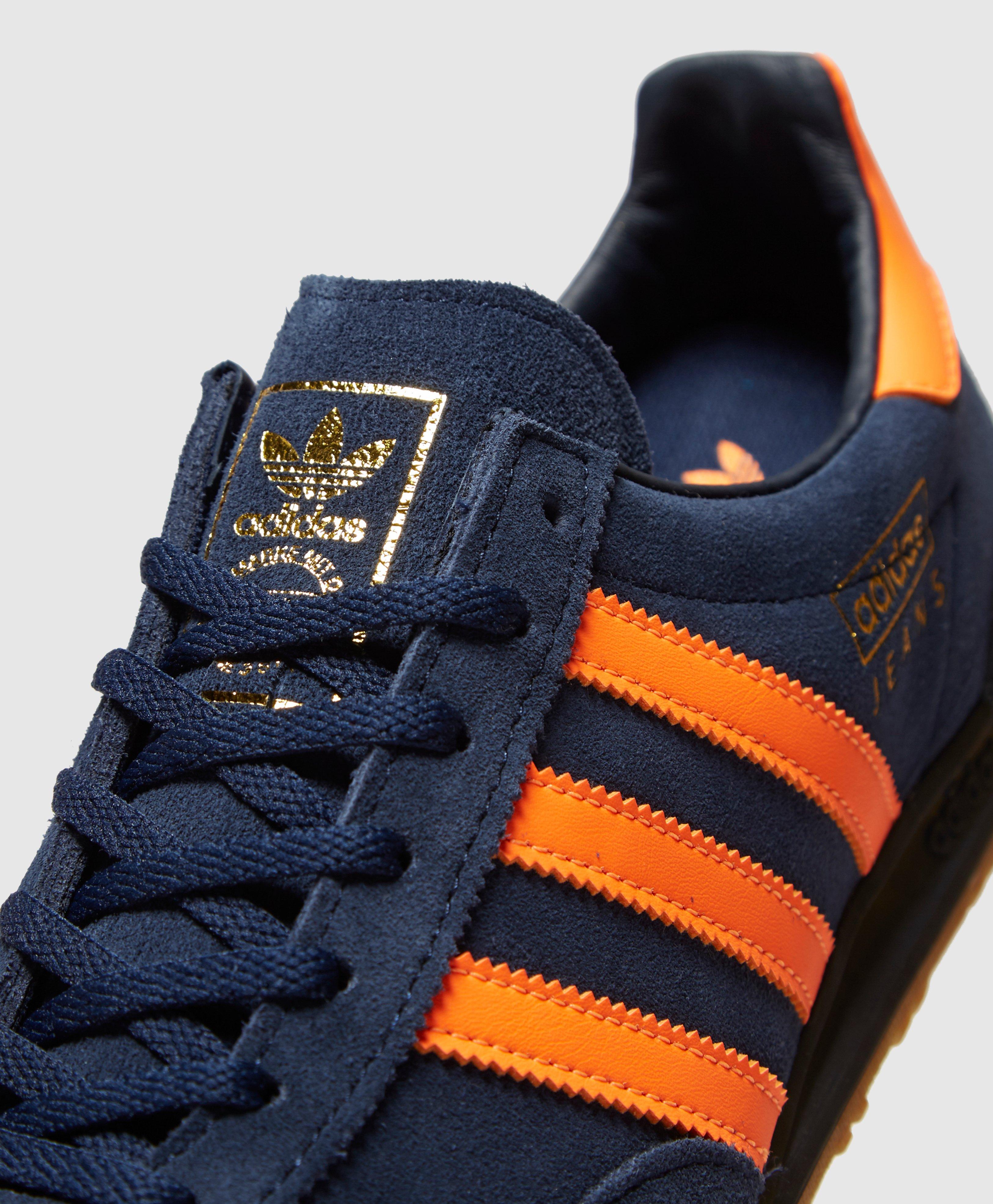 adidas jeans trainers navy and orange