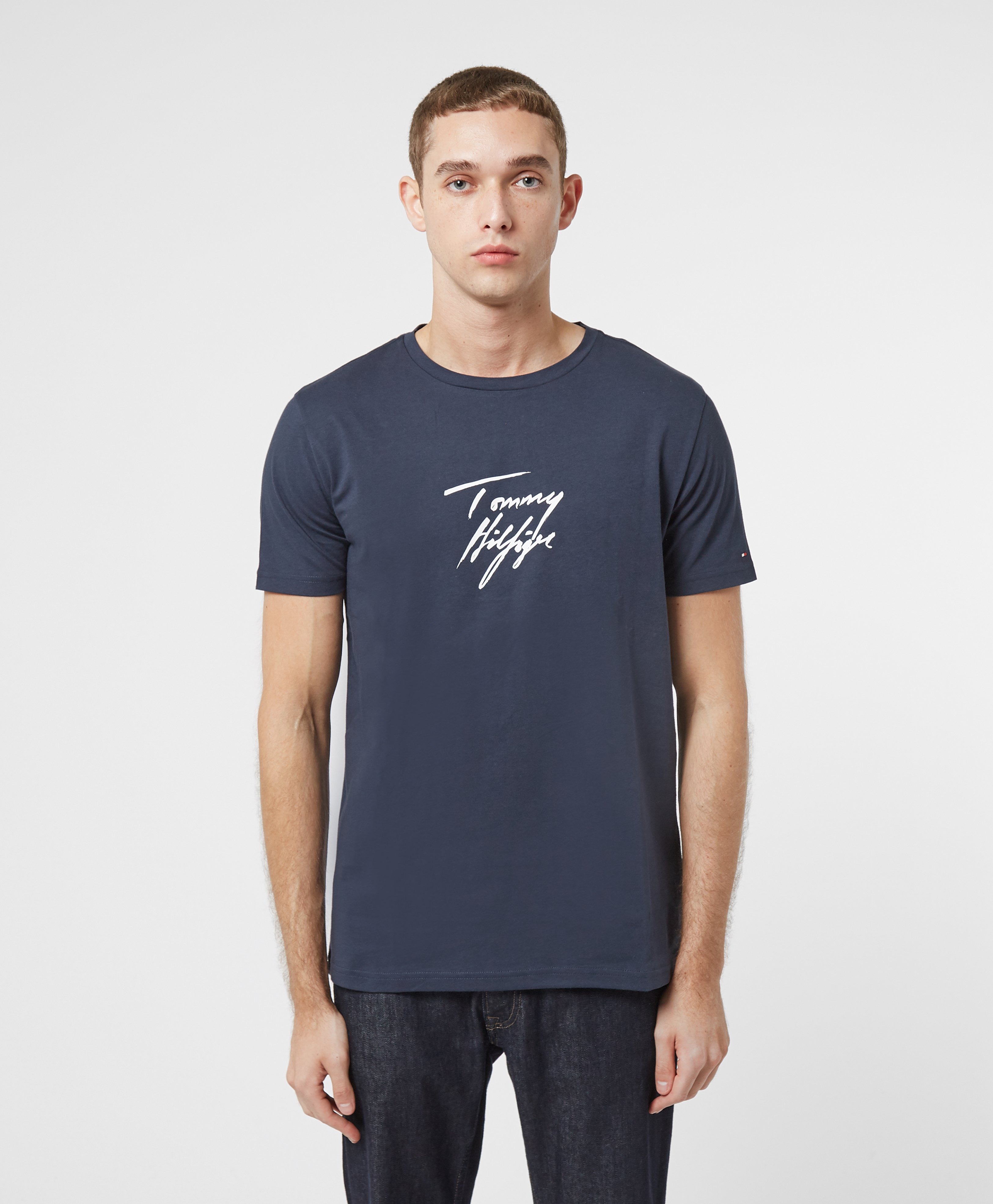 Tommy Hilfiger Script Logo Short Sleeve T-Shirt | scotts Menswear