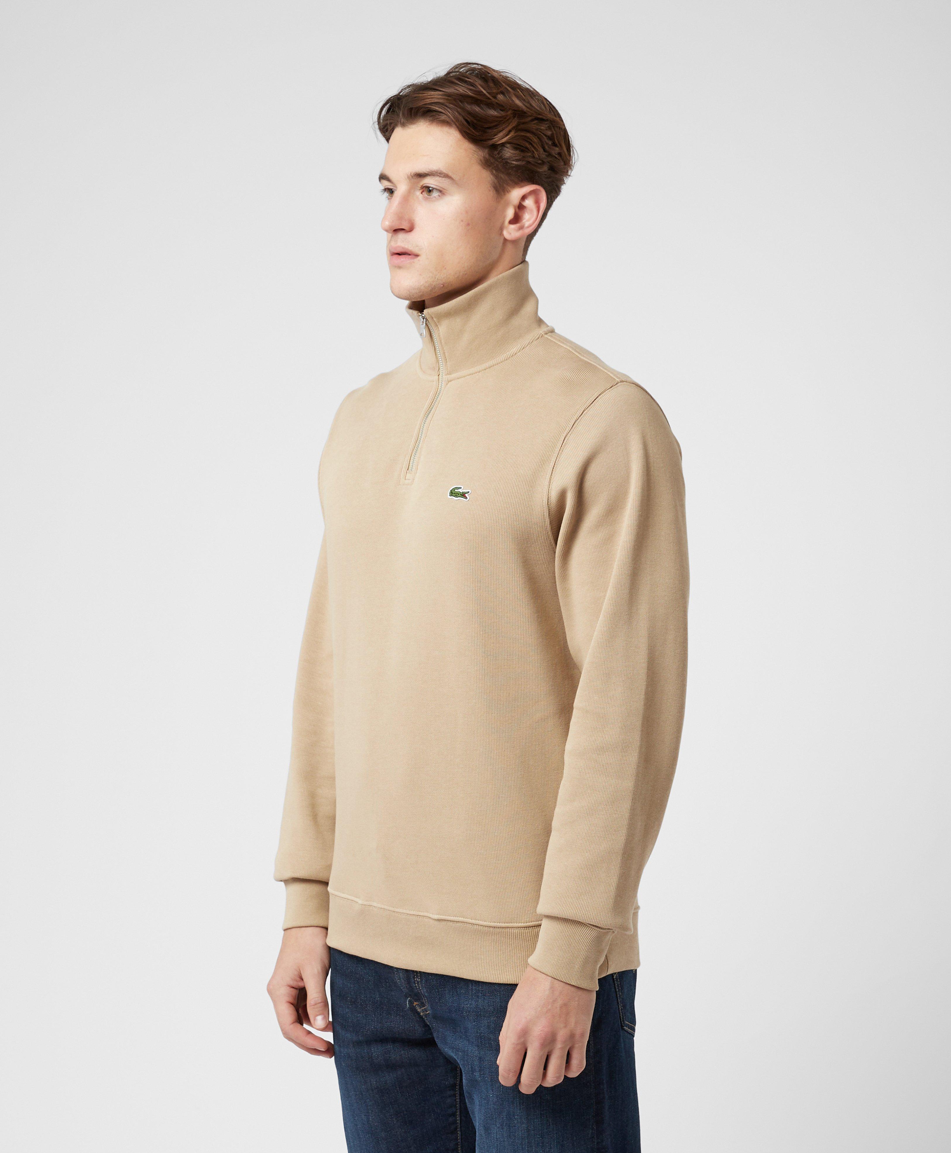 lacoste half zip ribbed sweatshirt