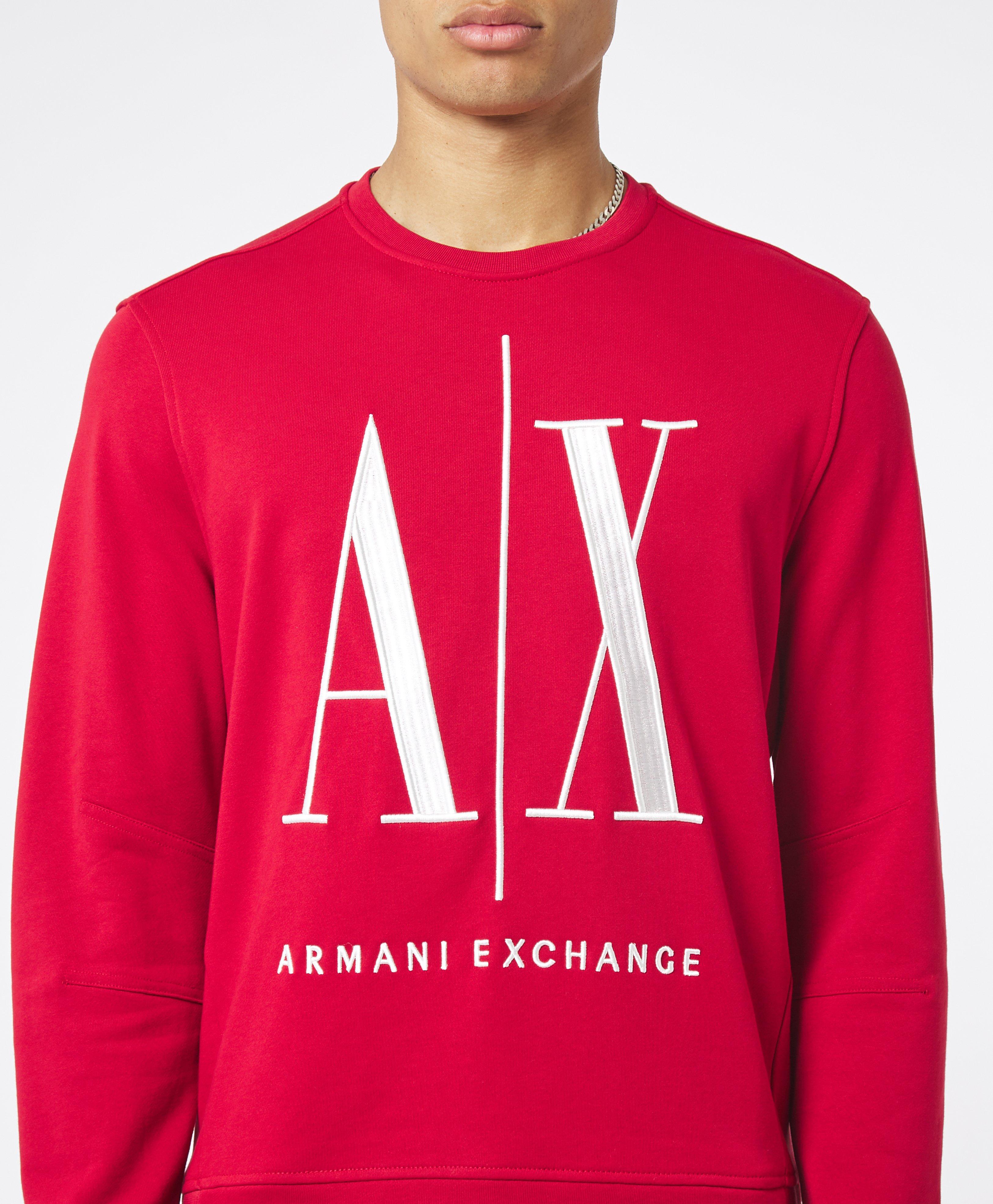 red armani sweatshirt