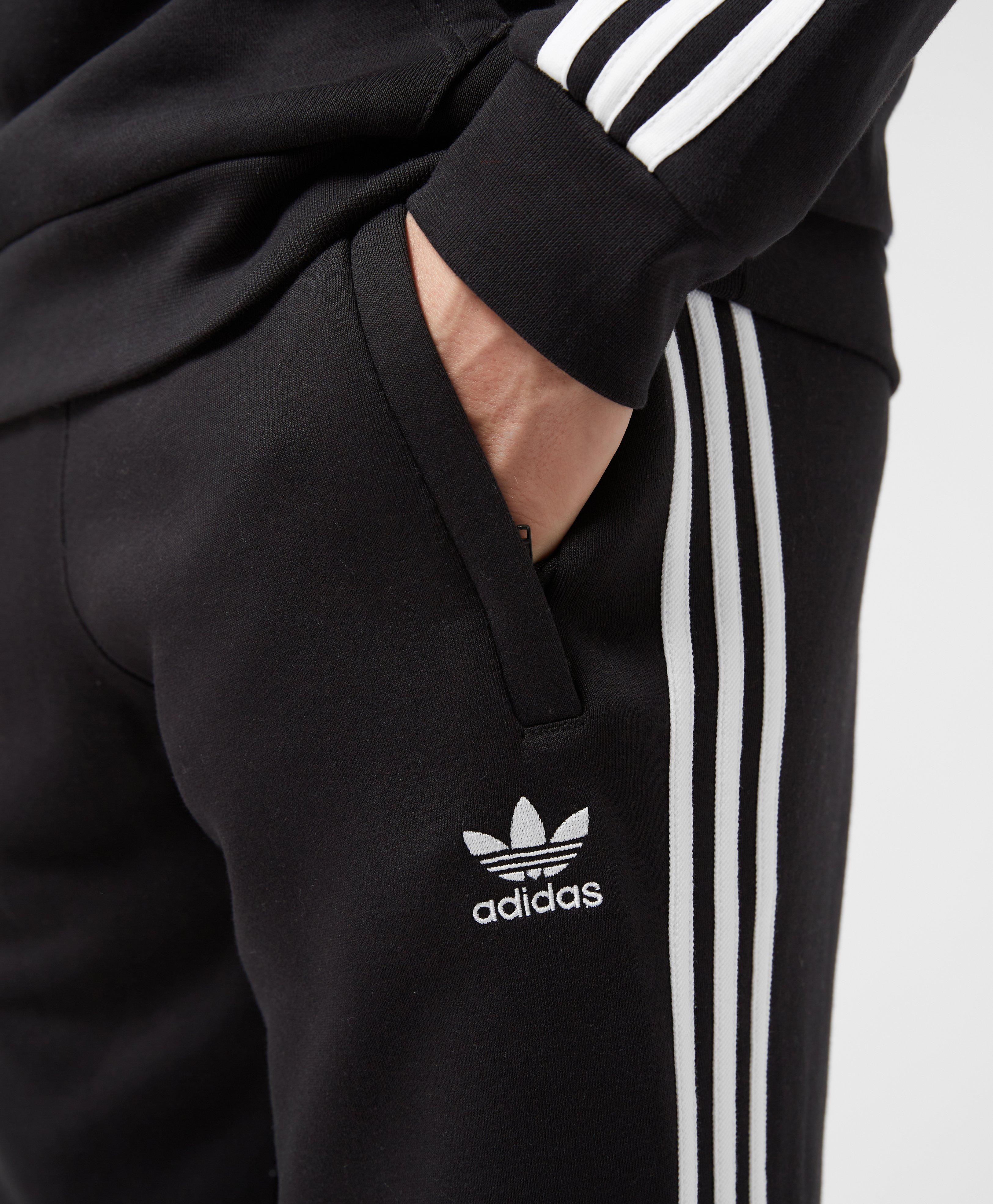 adidas black three stripe joggers