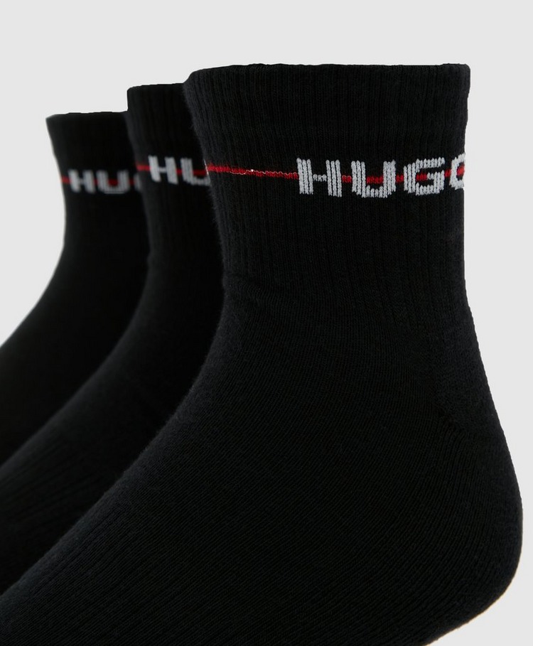 HUGO 3 Pack Ribbed Logo Socks