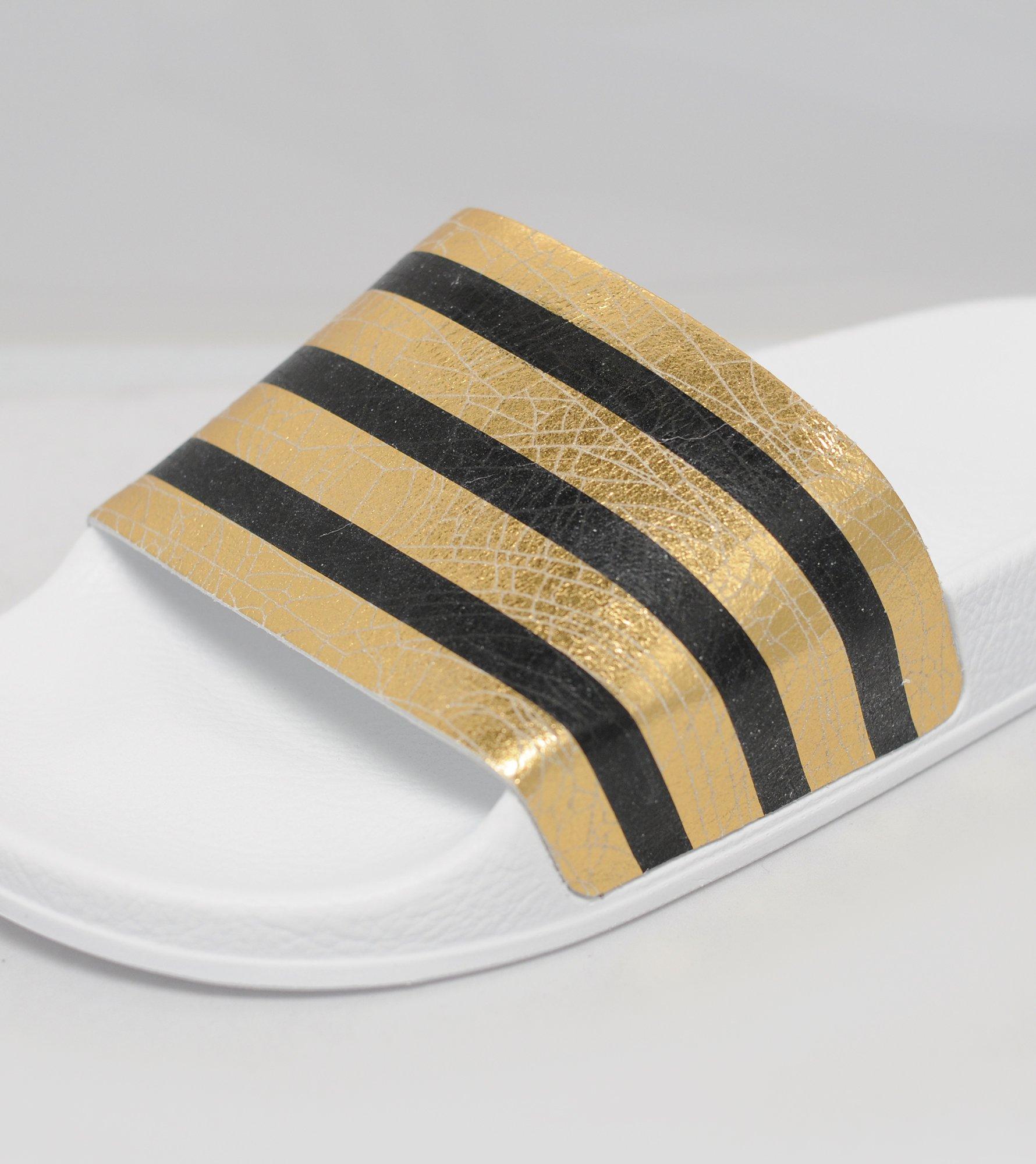 gold adidas slides womens