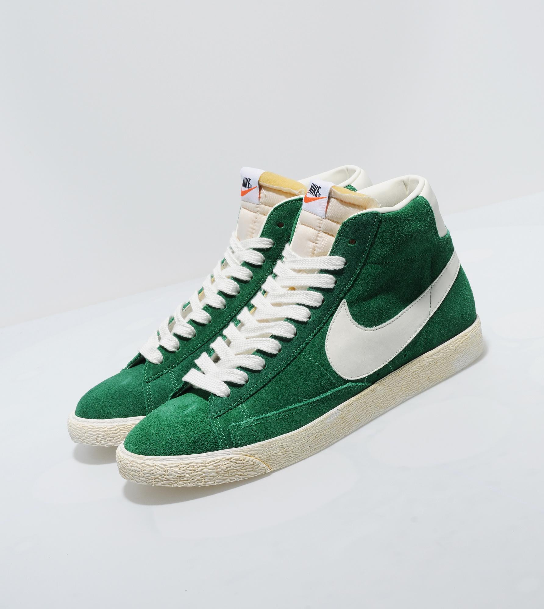 green suede nike blazers