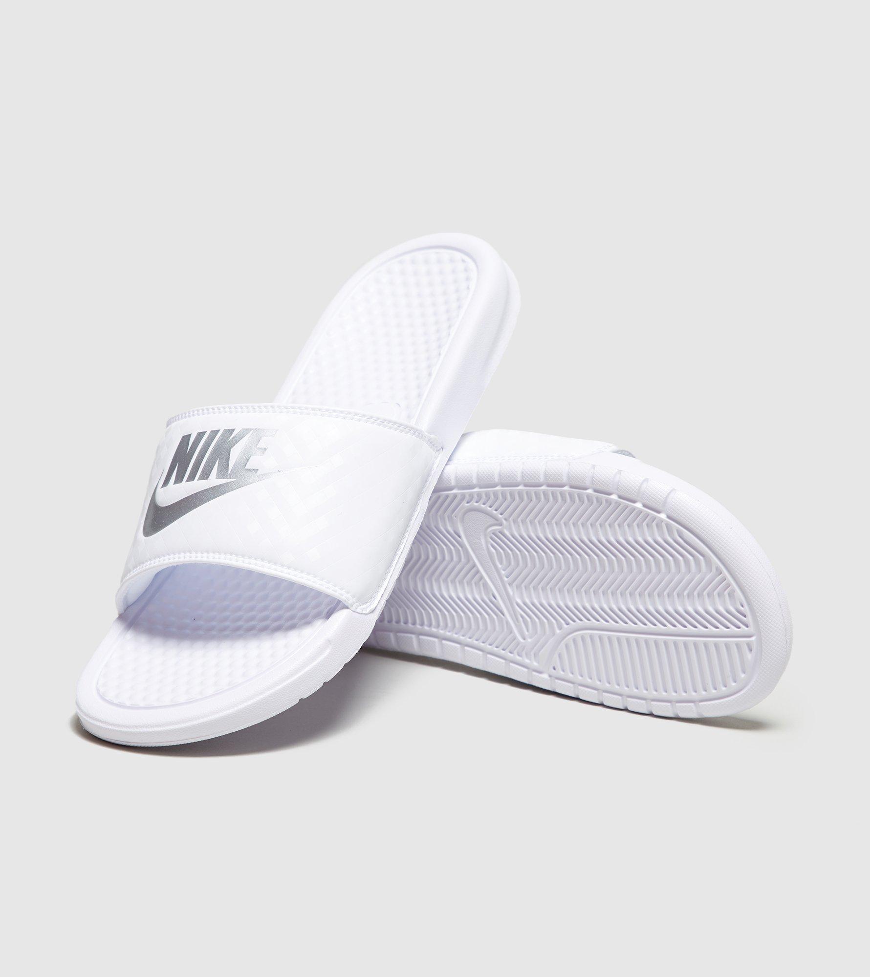 white nike just do it slides