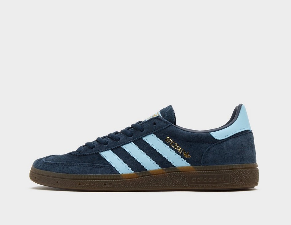 This is a sneaker from adidas in light and dark blue.