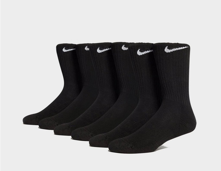 Nike Kids' Performance Cushioned Crew Training Socks (6 Pair), Girls &  Boys' Socks with Cushioned Comfort & Dri-FIT Technology, White/Black, S