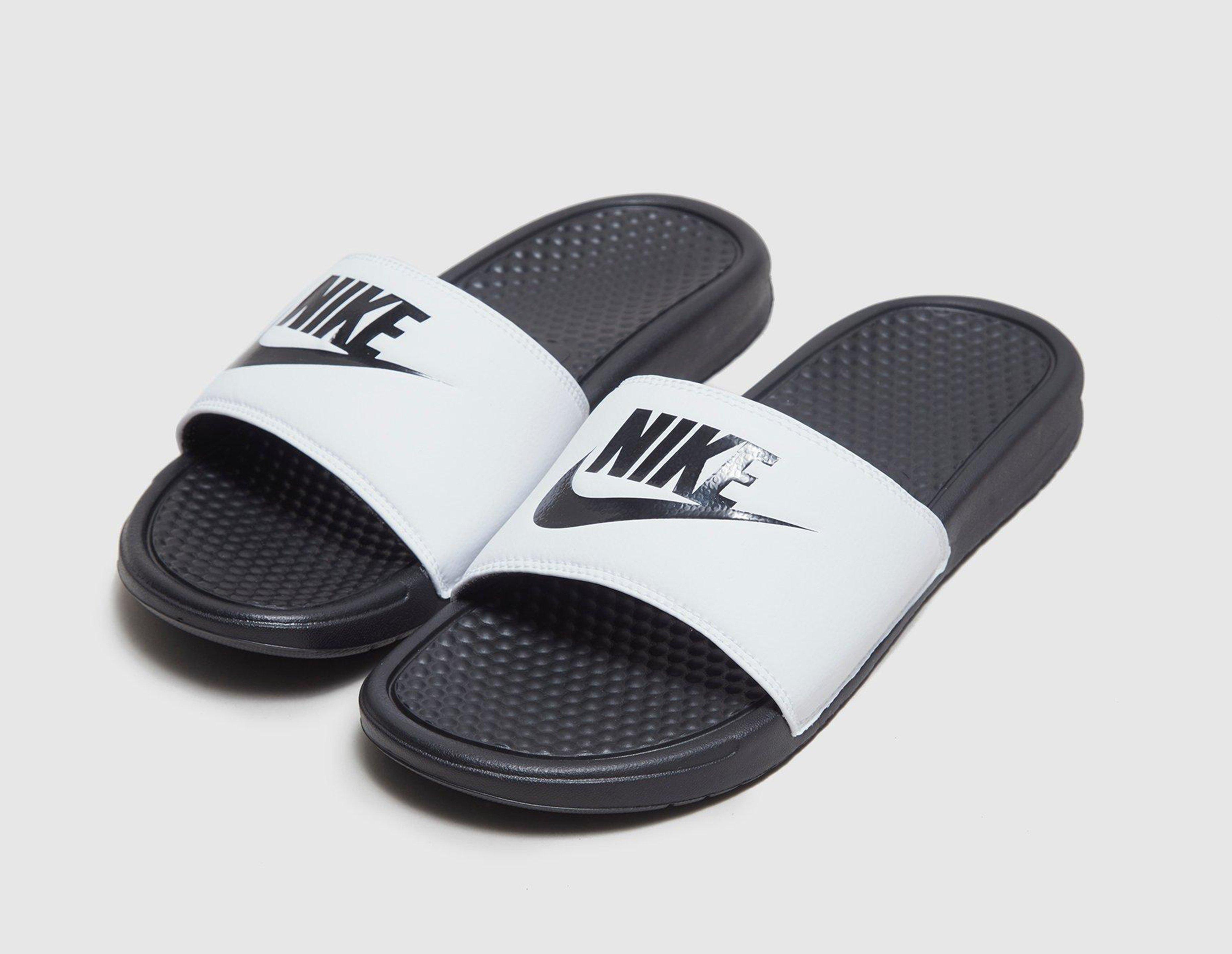 nike white and black slides