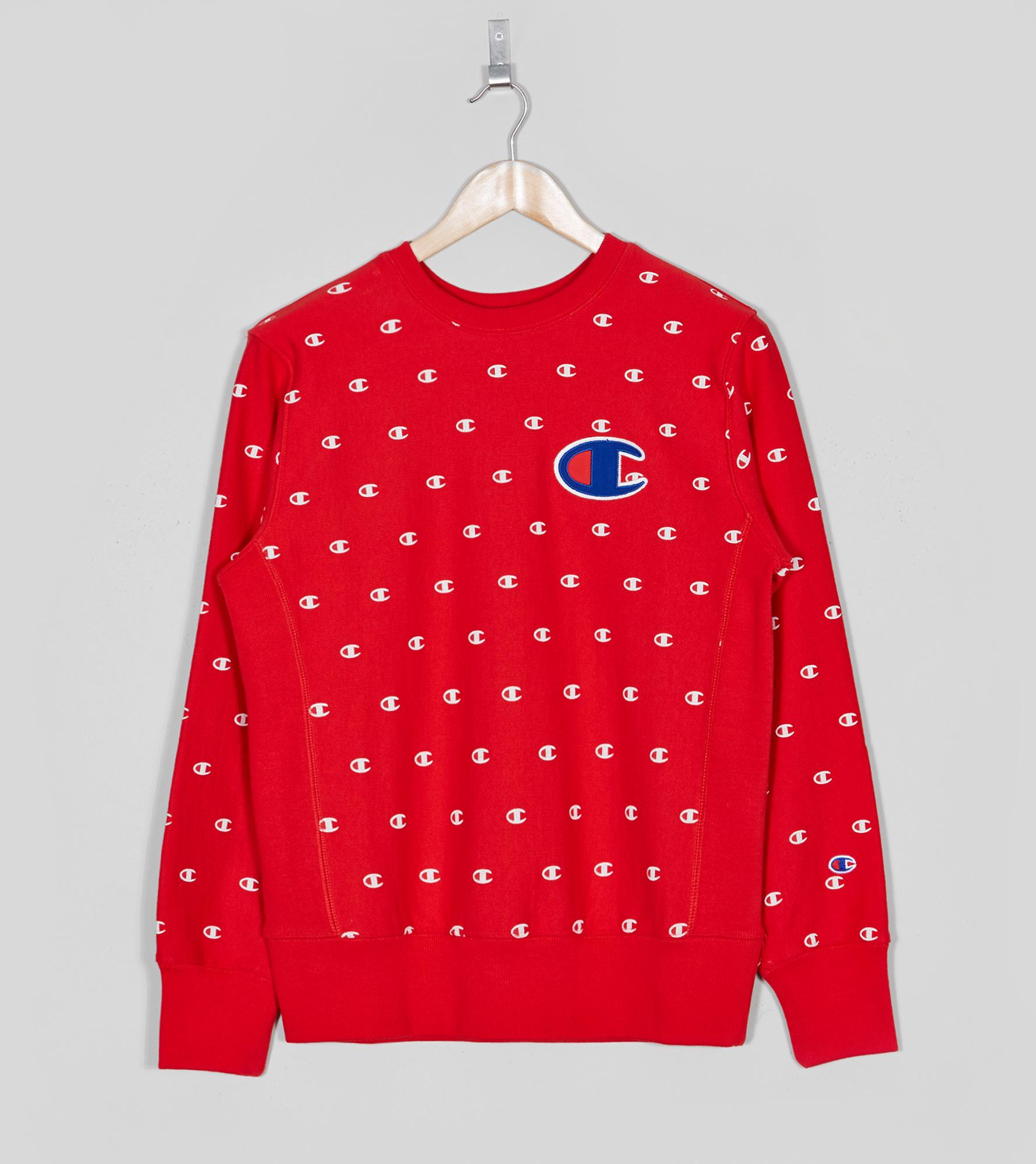 champion all over print hoodie red