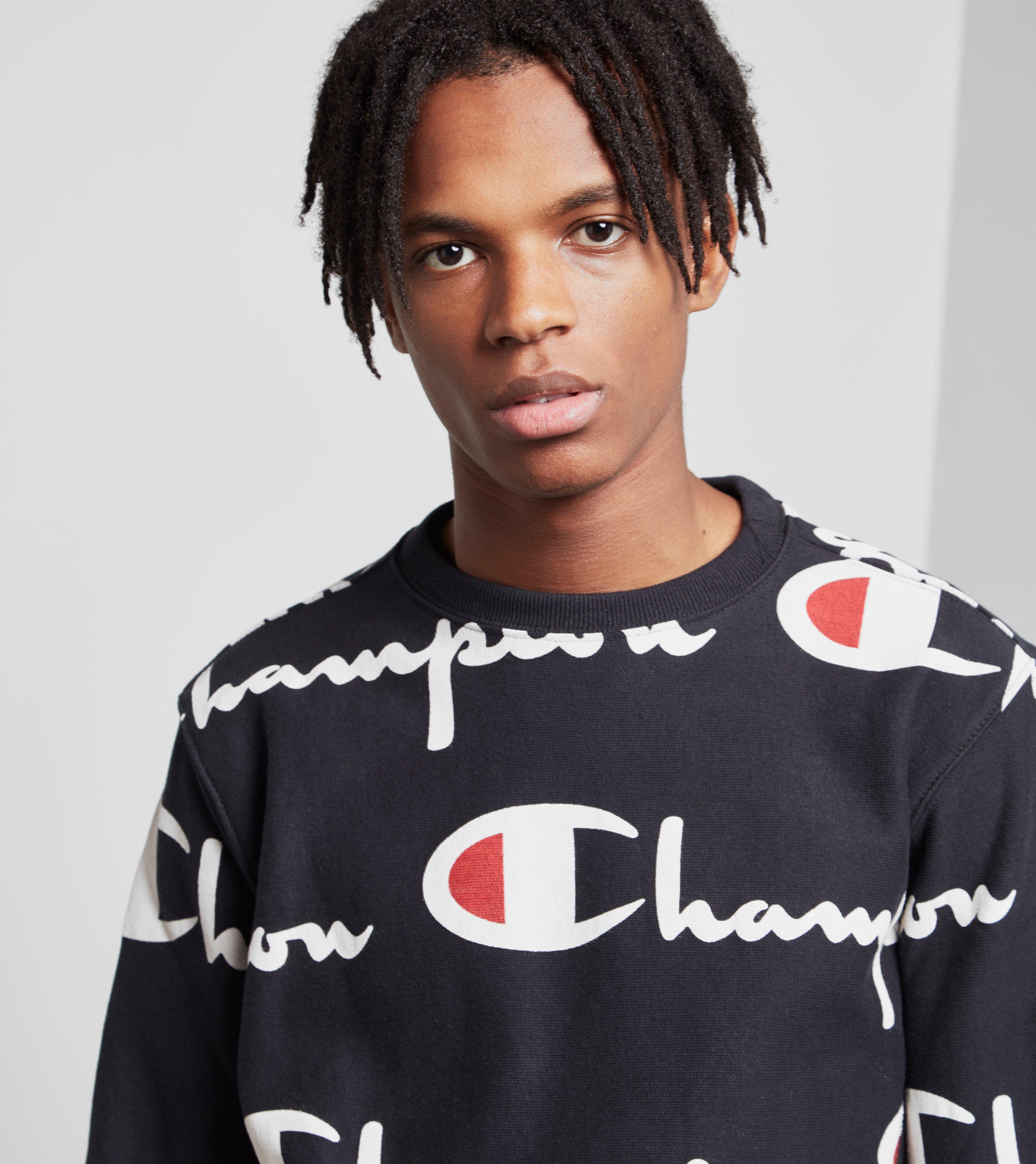 champion aop logo crew sweatshirt