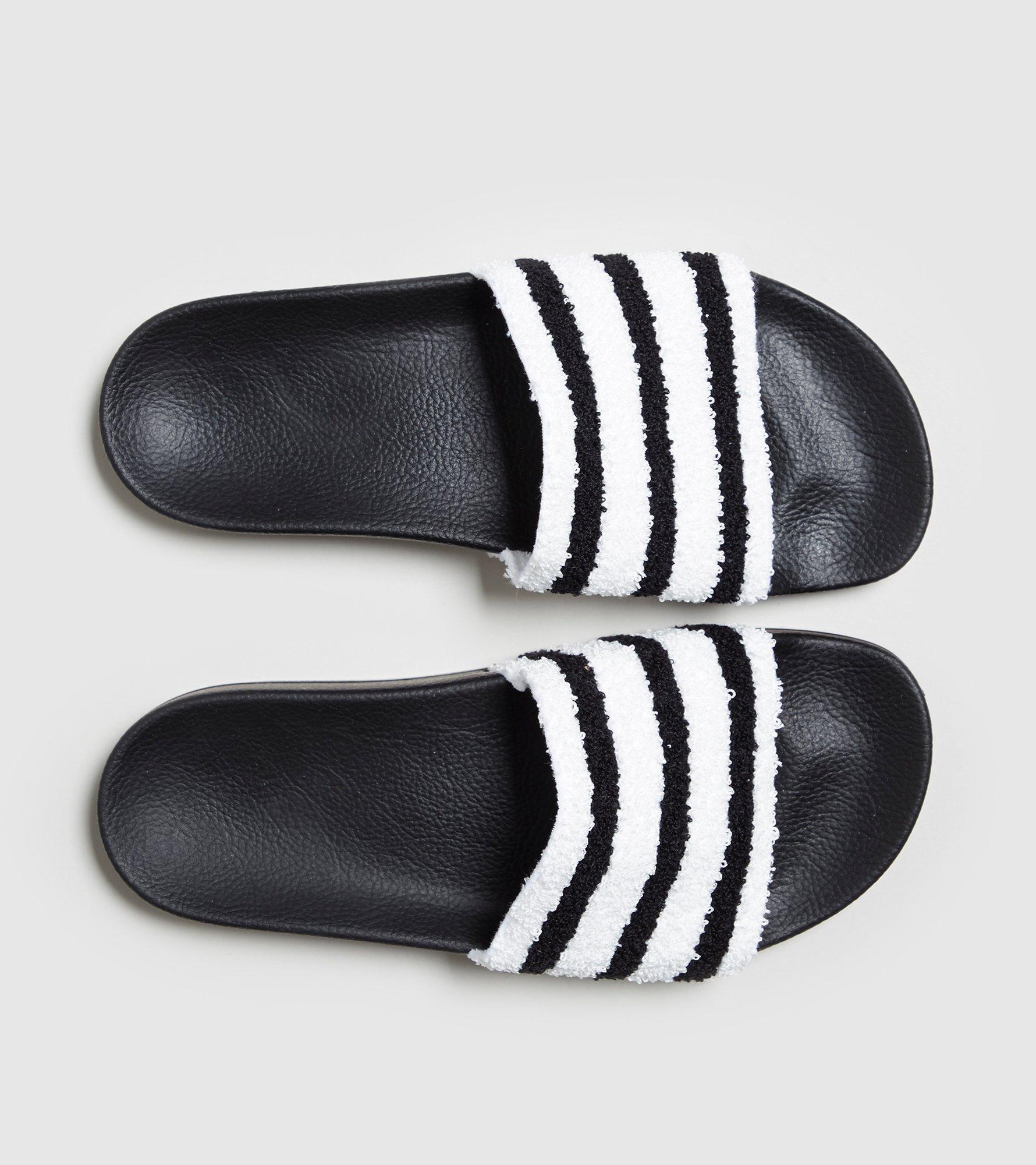 adidas originals adilette slides in black toweling