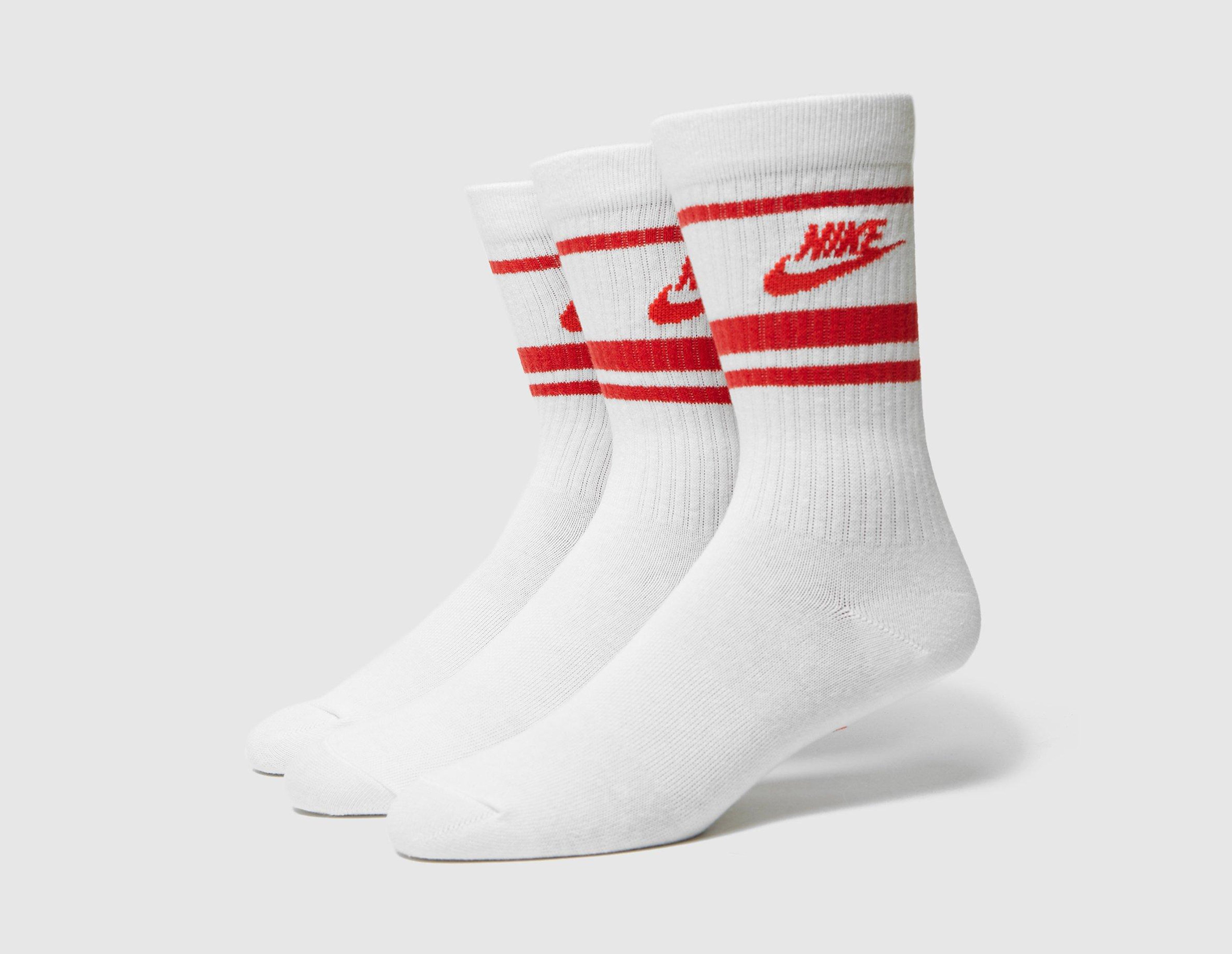 White Nike 3-Pack Essential Stripe Socks | size?