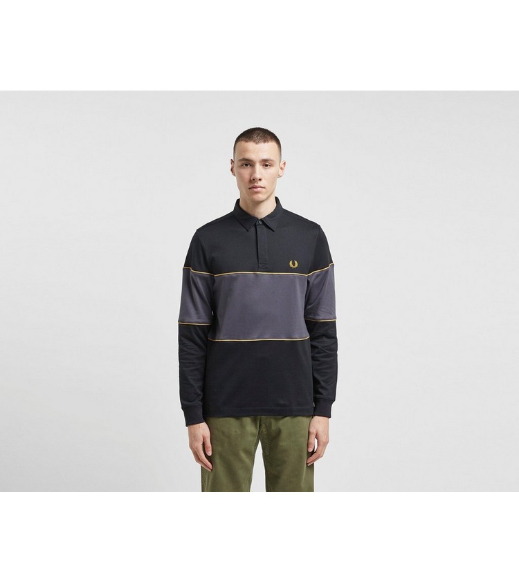  Fred  Perry  Panel Long Sleeve Polo Shirt Size  