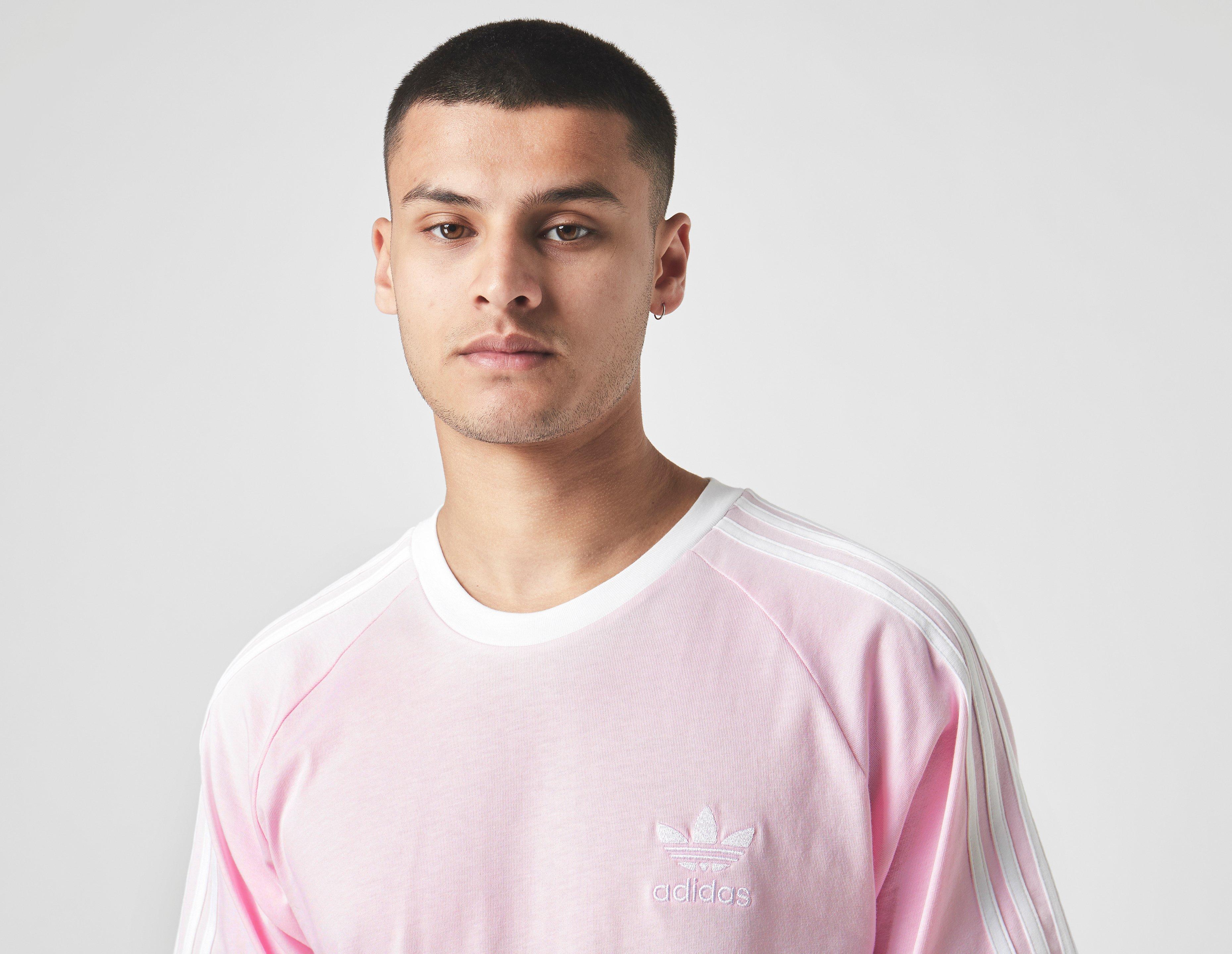 adidas originals california 3 stripes t shirt pink