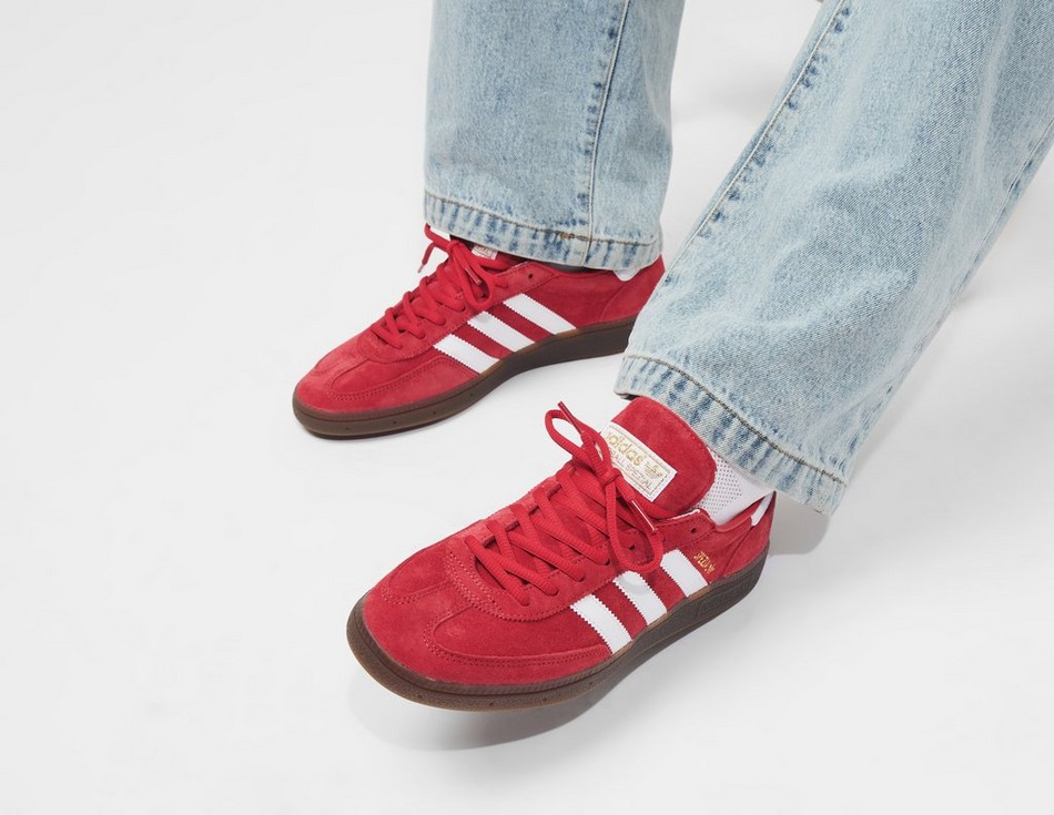 This is the adidas handball spezial in scarlet ignit and white.