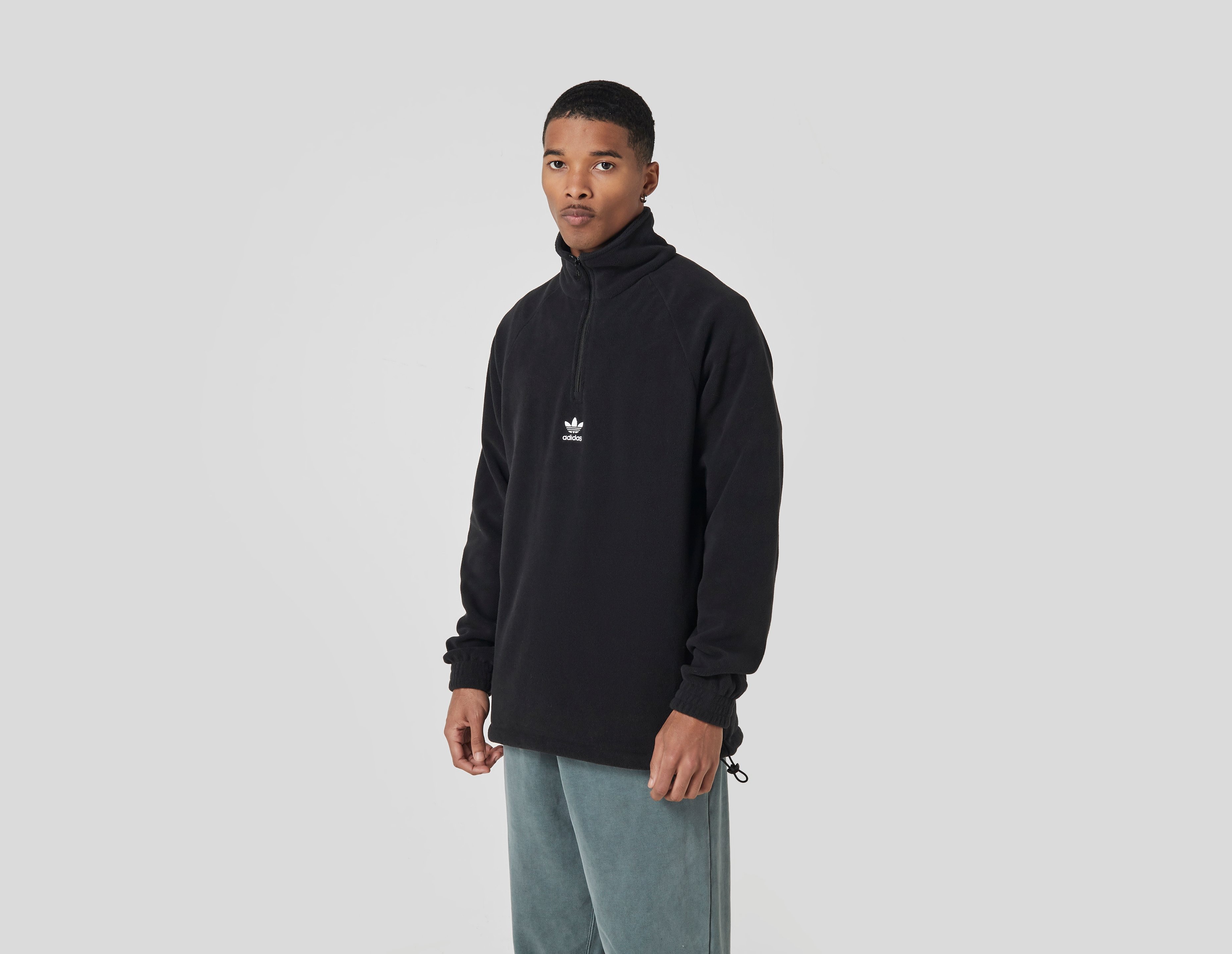 Black adidas Originals Fleece Half Zip Sweatshirt | size?
