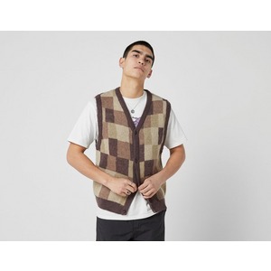 Brown Stussy Wobbly Check Sweater Milan Vest | Pop Trading