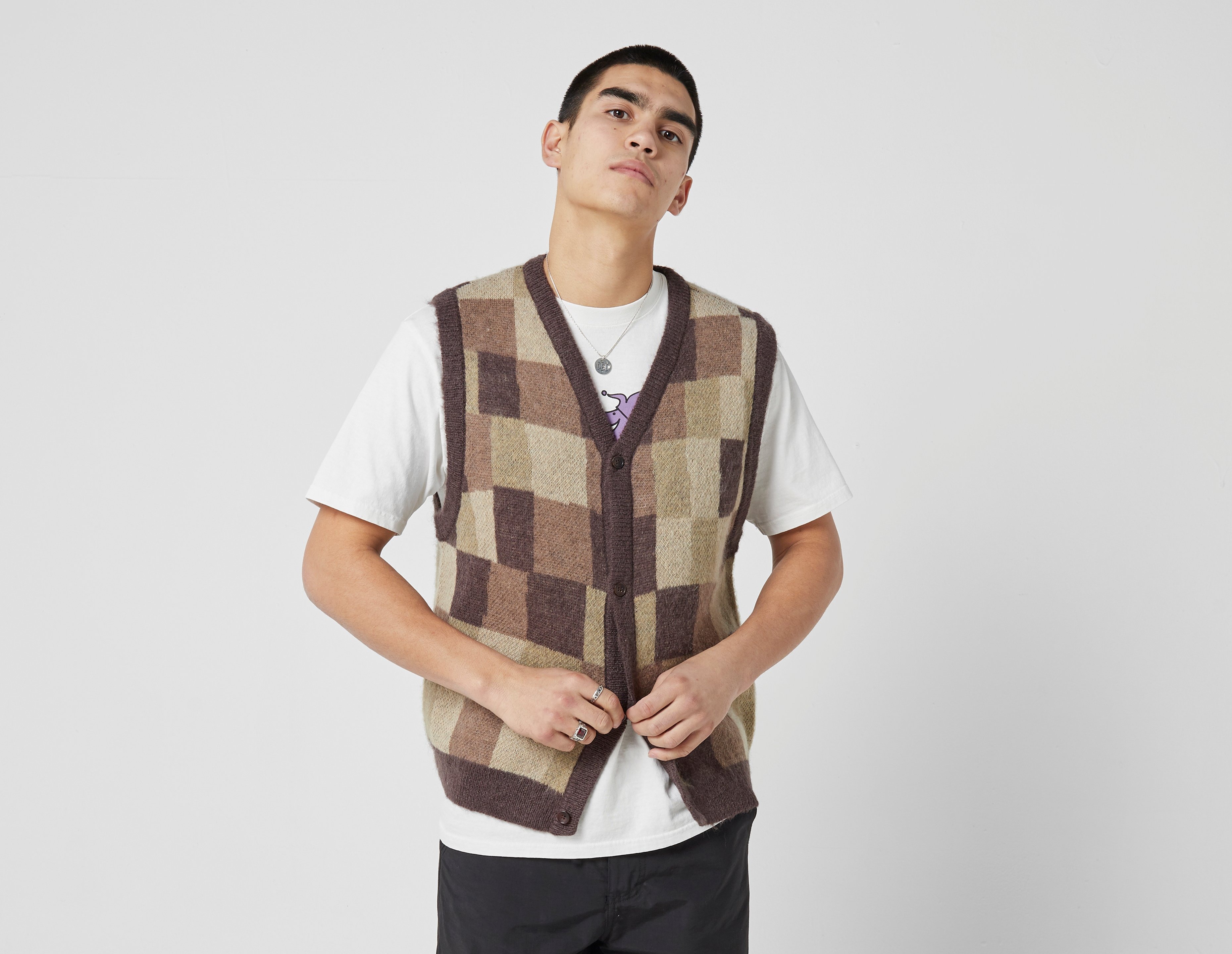stussy wobbly check sweater vest | vrealitybolivia.com