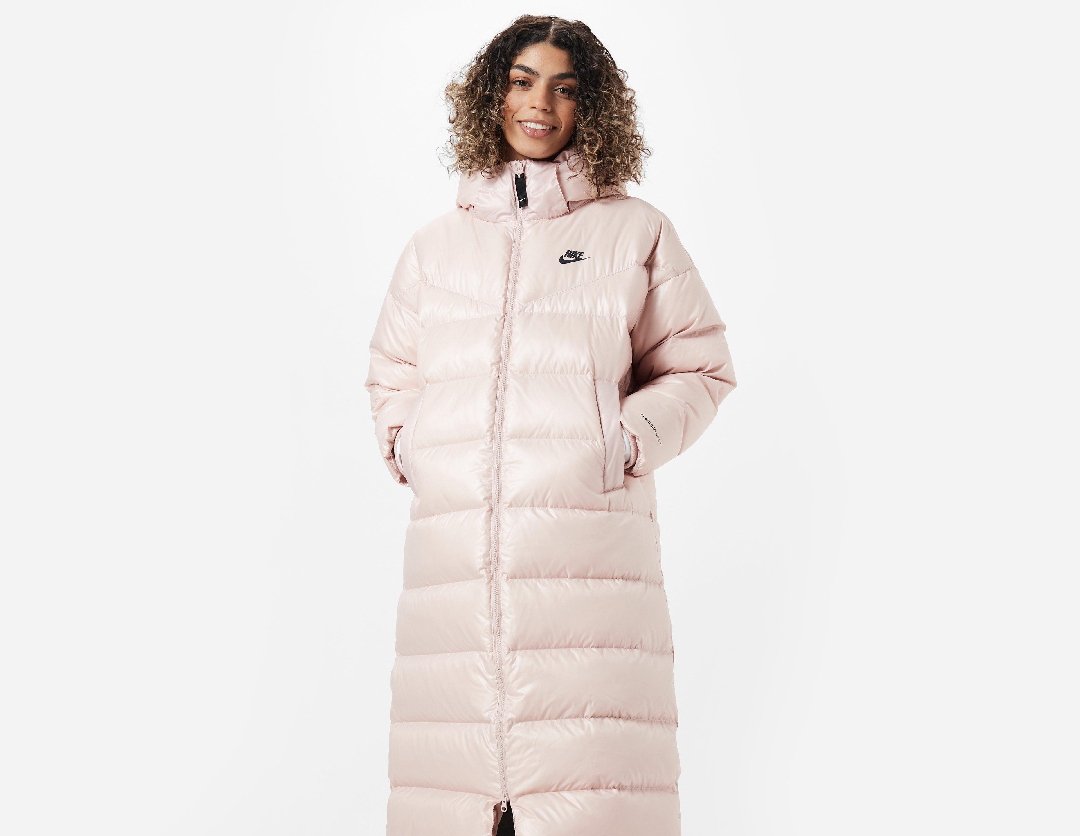 nike logo parka jacket in pink