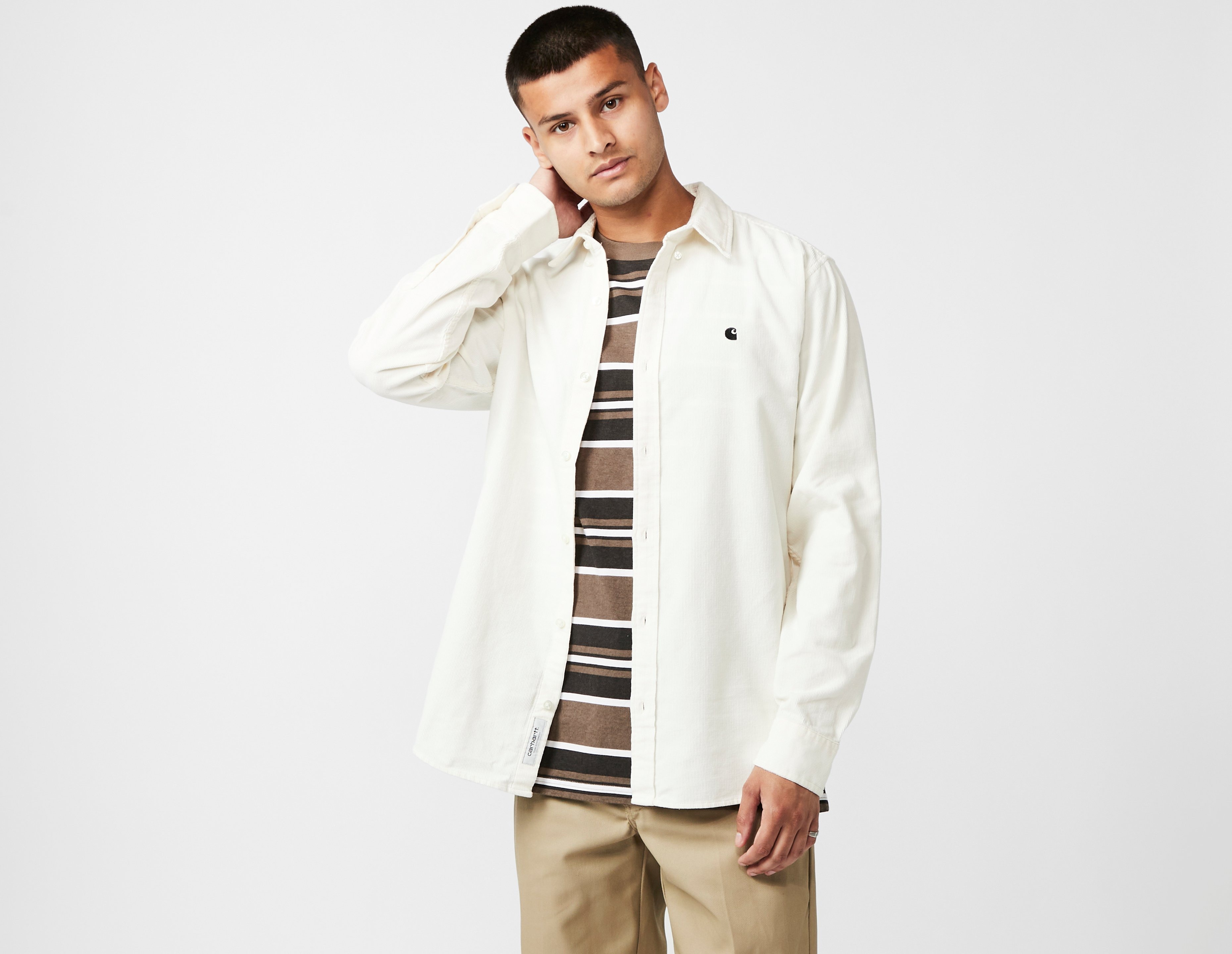 Healthdesign? | White Carhartt WIP Madison Cord Long Sleeve Shirt