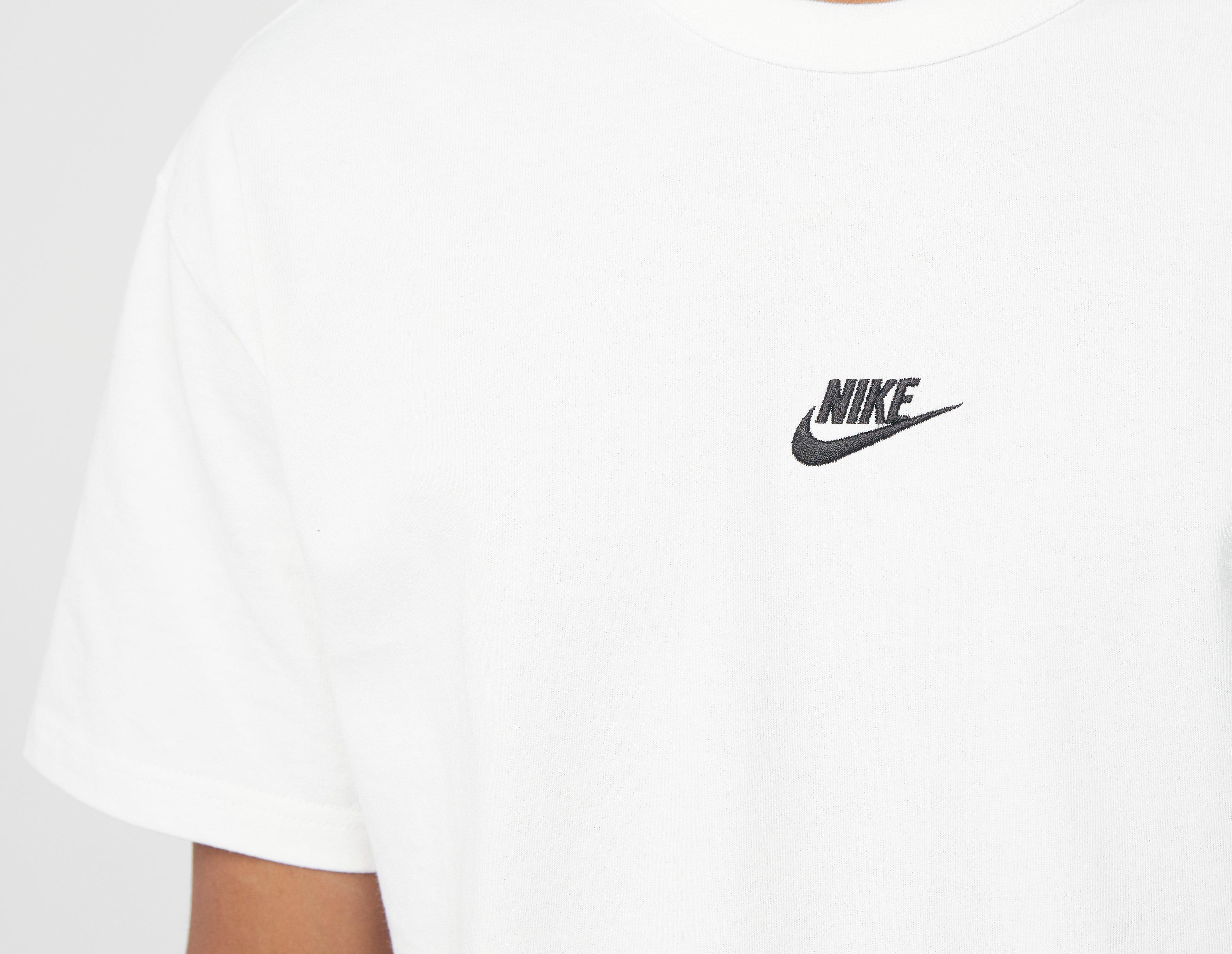 Nike Premium Essentials oversized stripe t-shirt in white and blue