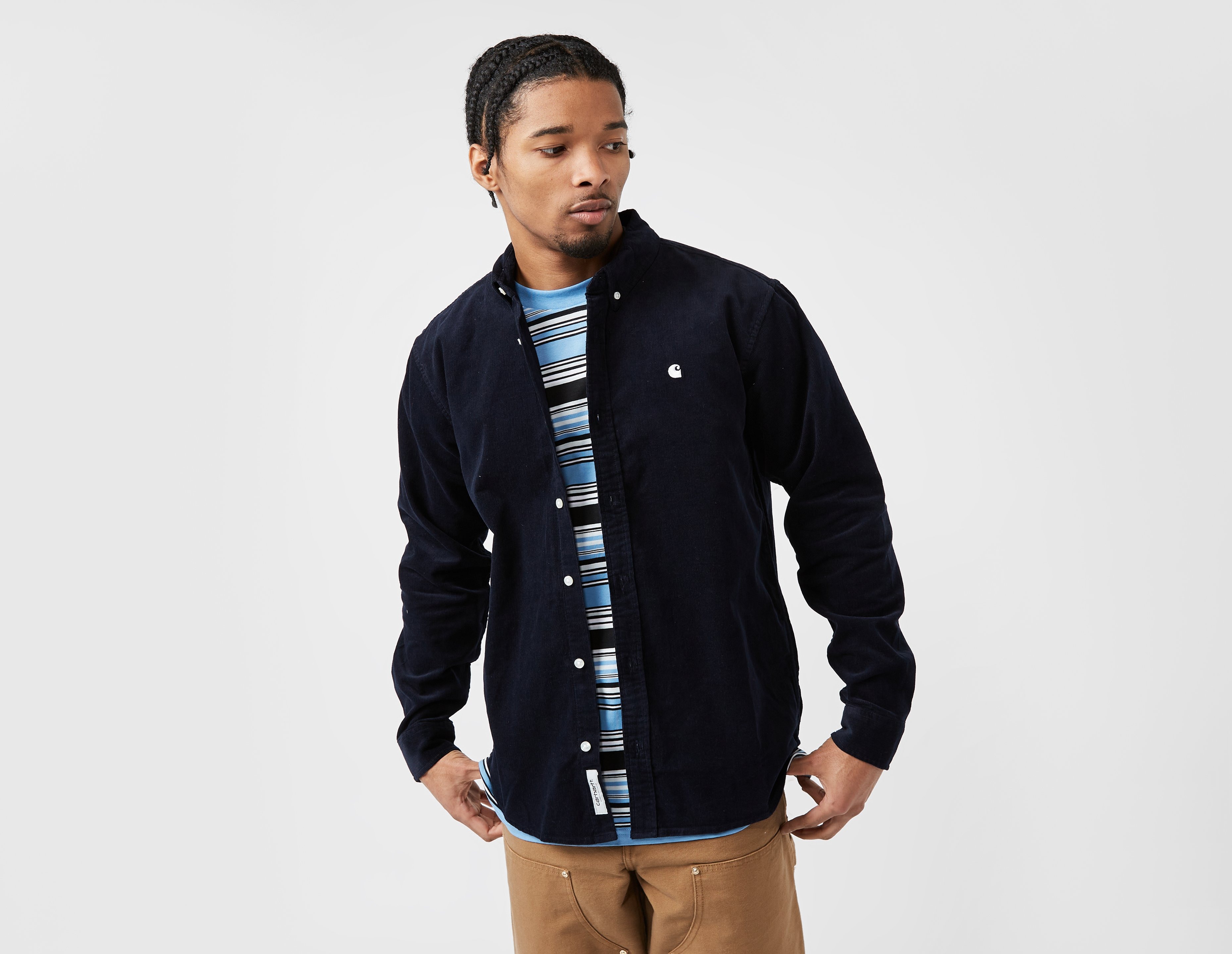 Blue Carhartt WIP Madison Cord Long Sleeve Shirt | size?