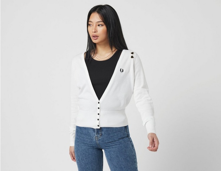 White Fred Perry Amy Winehouse V-Neck Cardigan | Infrastructure 