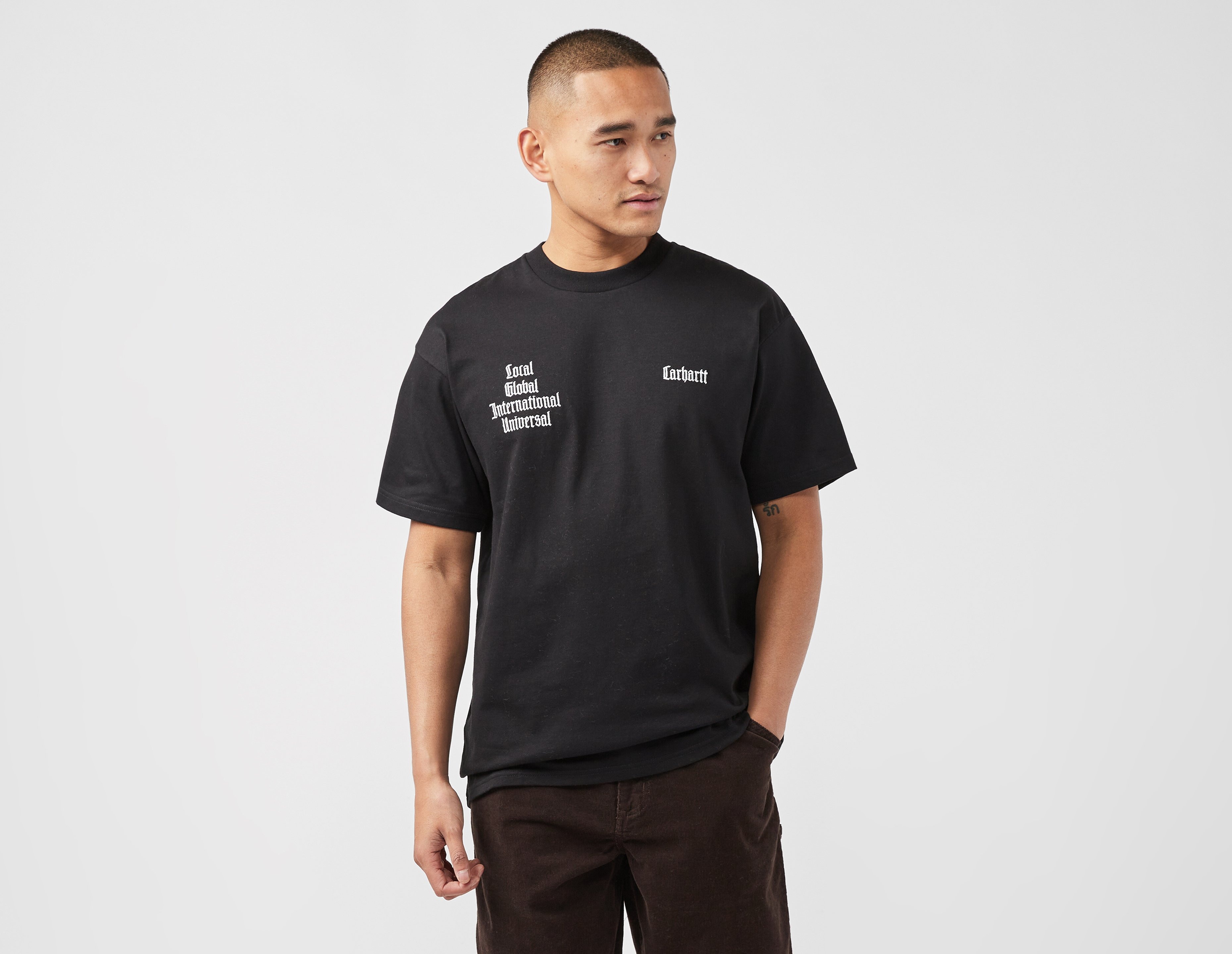 carhartt wip letterman t-shirt, black