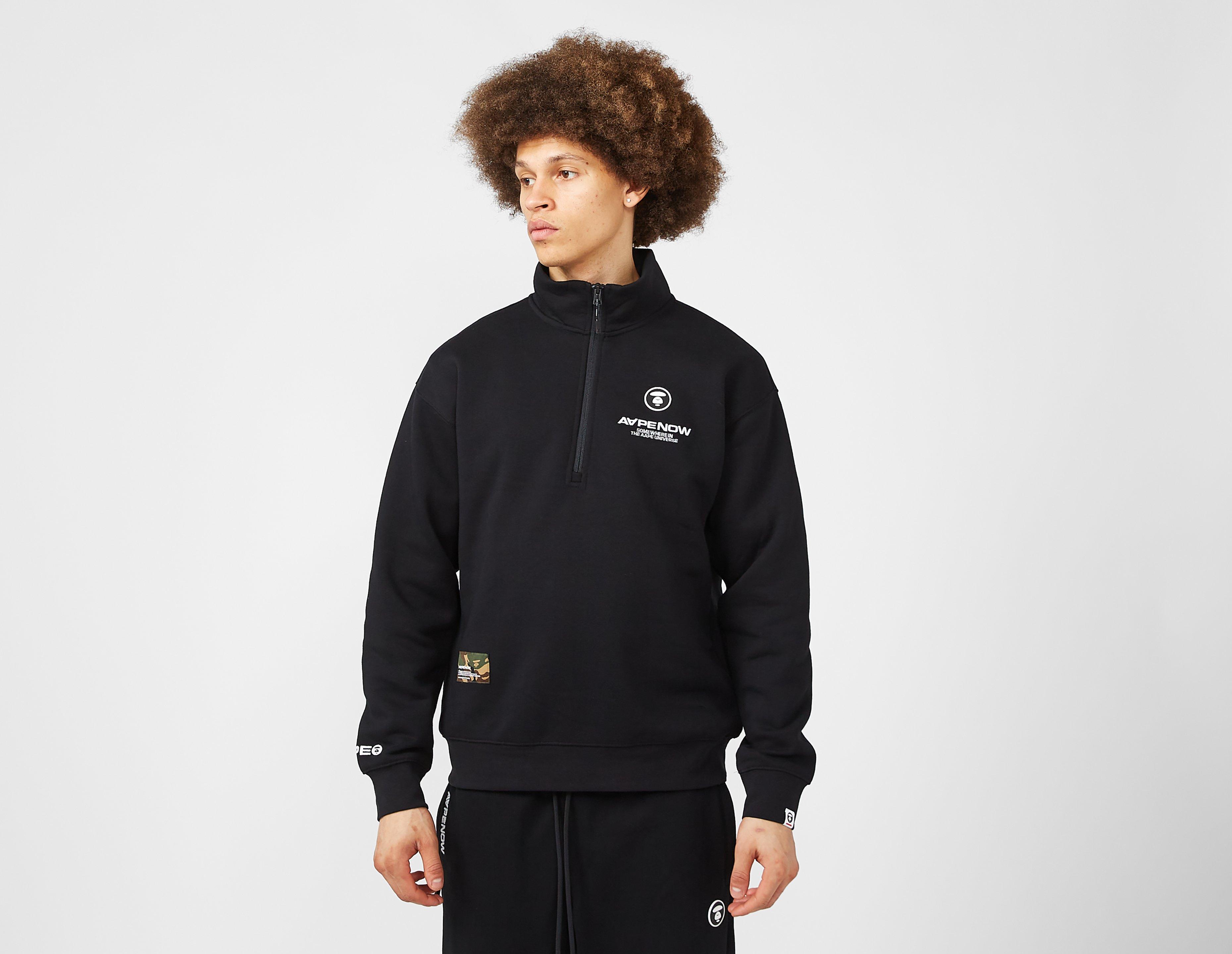 Black AAPE By A Bathing Ape Badge Quarter Zip Sweatshirt | size?