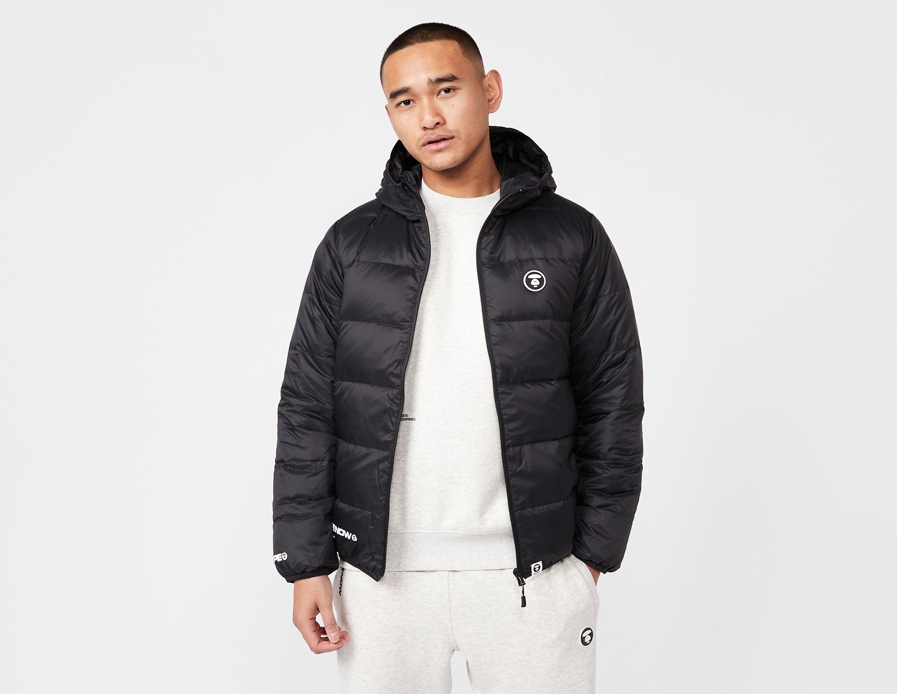 Black AAPE By A Bathing Ape Badge Puffer Jacket | sport-logo