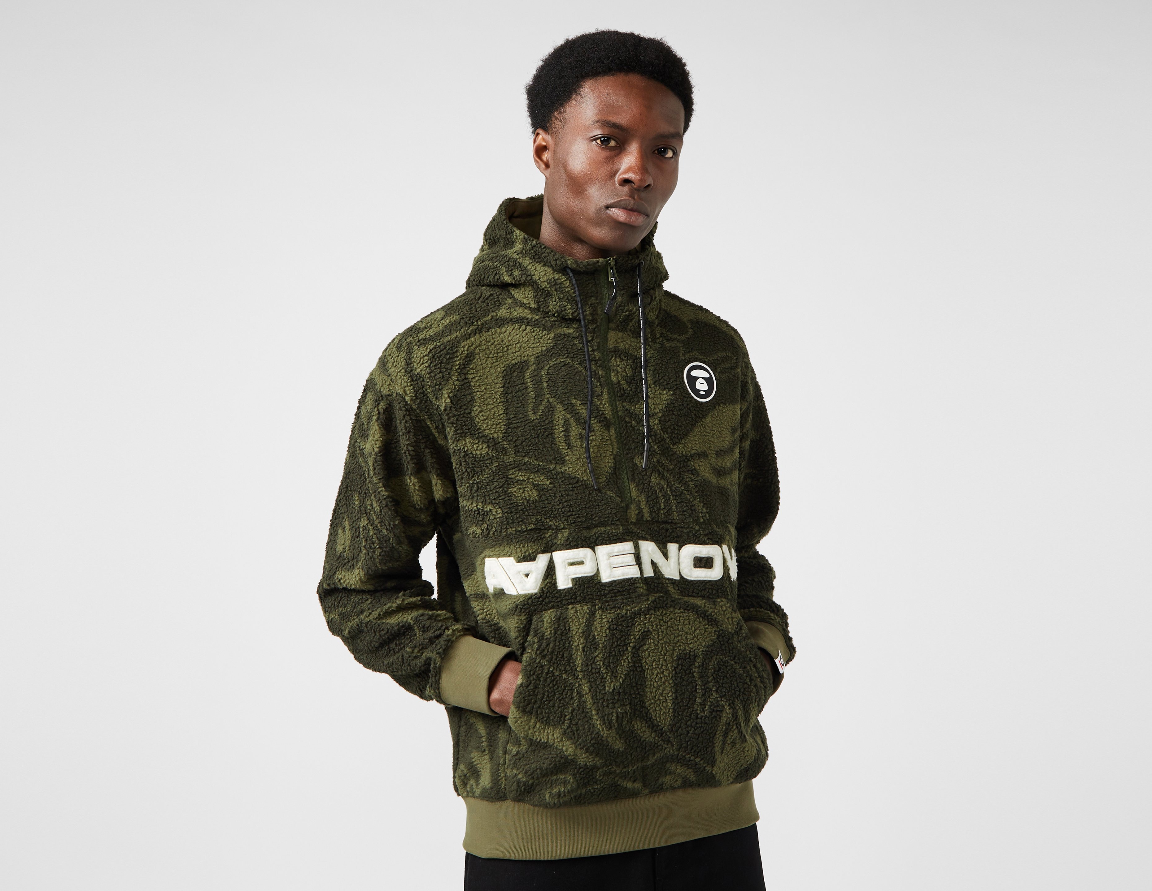 Green AAPE By A Bathing Ape Badge Fleece Hoodie Devils