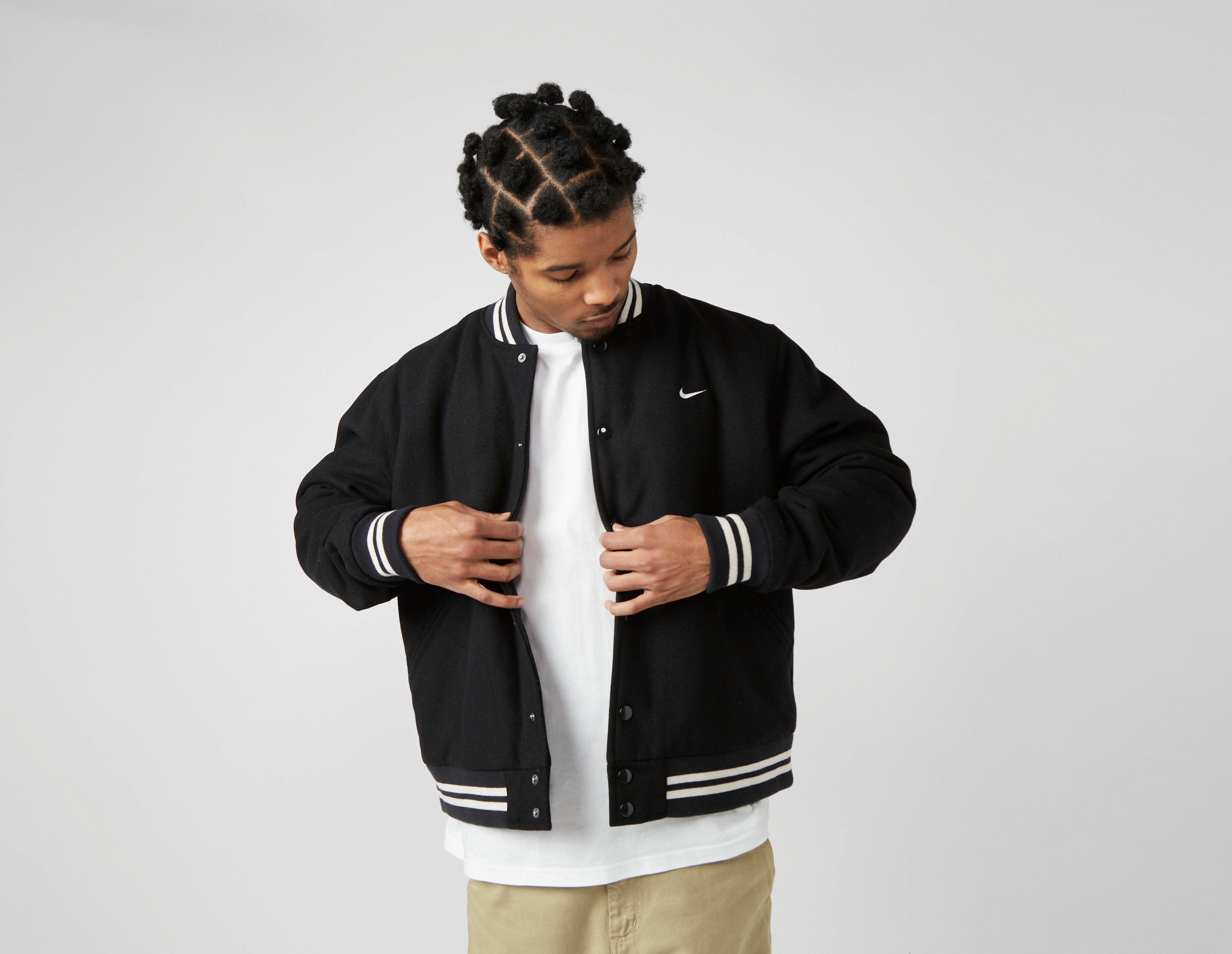 Nike black store varsity jacket