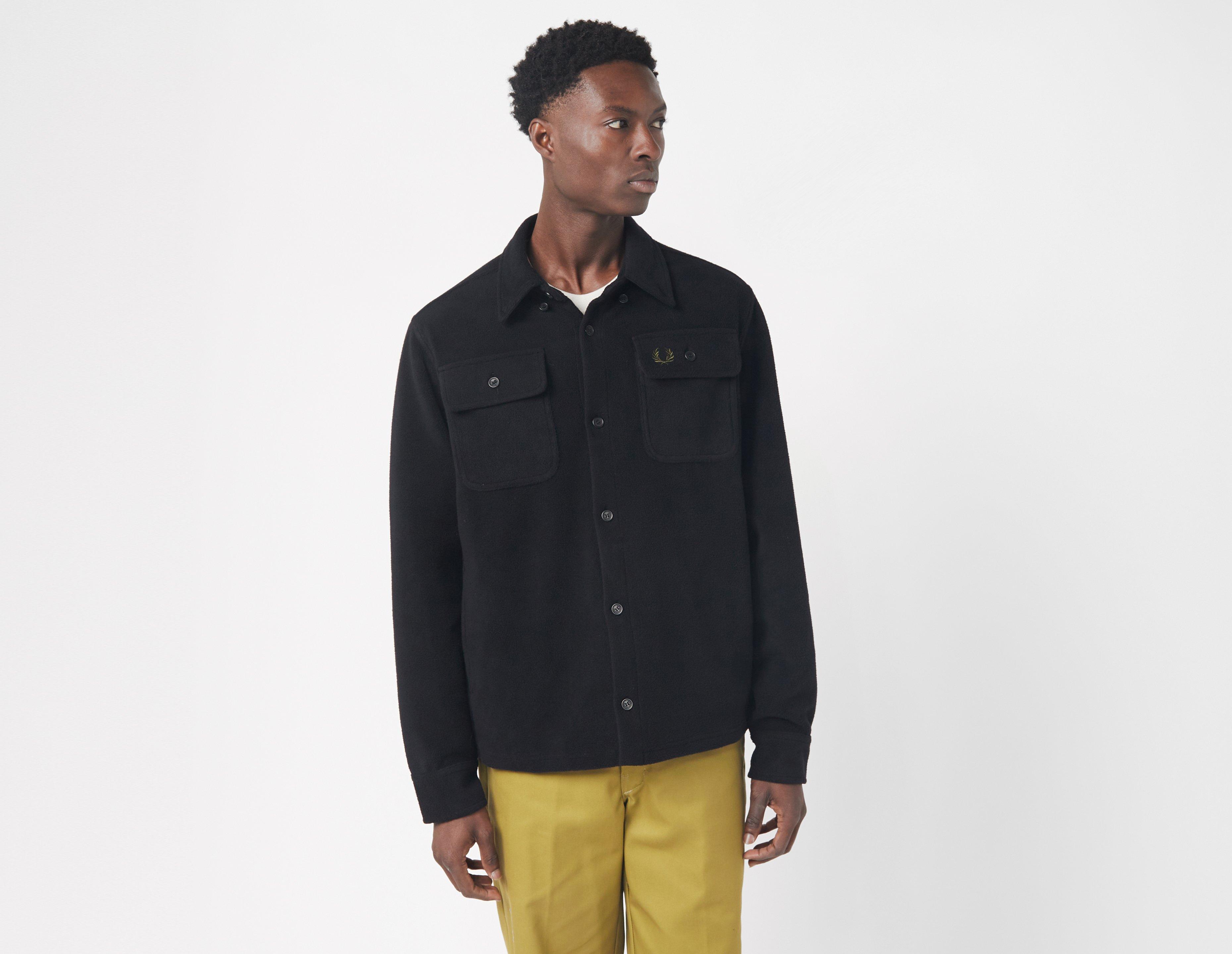 Black Fred Perry Fleece Back Overshirt | Healthdesign?