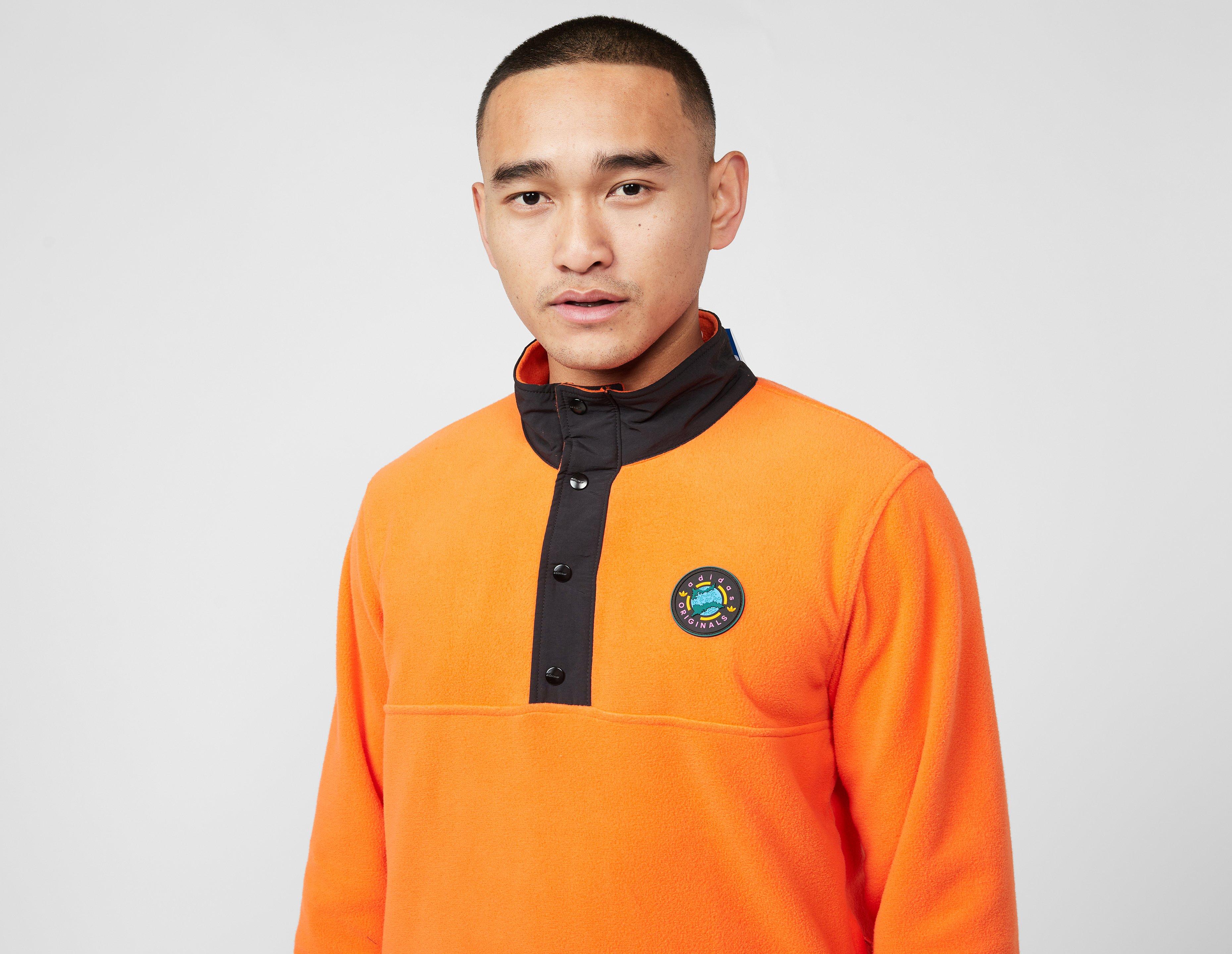 Orange adidas Originals Wander Hour Quarter-Snap Polar Fleece Jacket