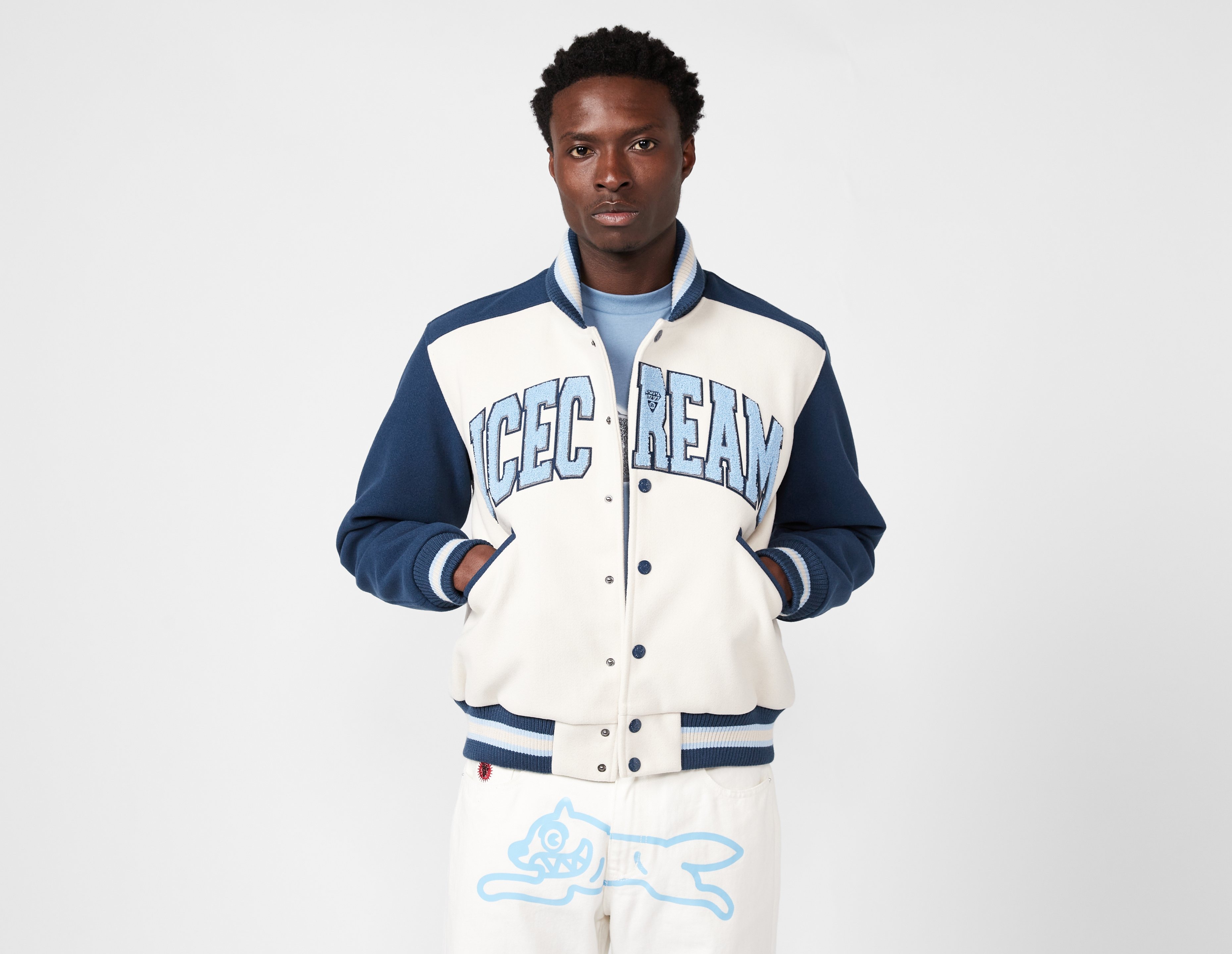 ICECREAM X WIND AND SEA VARSITY JACKET-