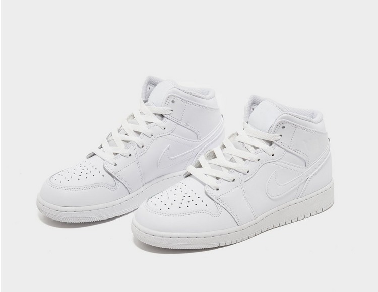 White Jordan Air 1 Mid Smooth Leather Junior | size?