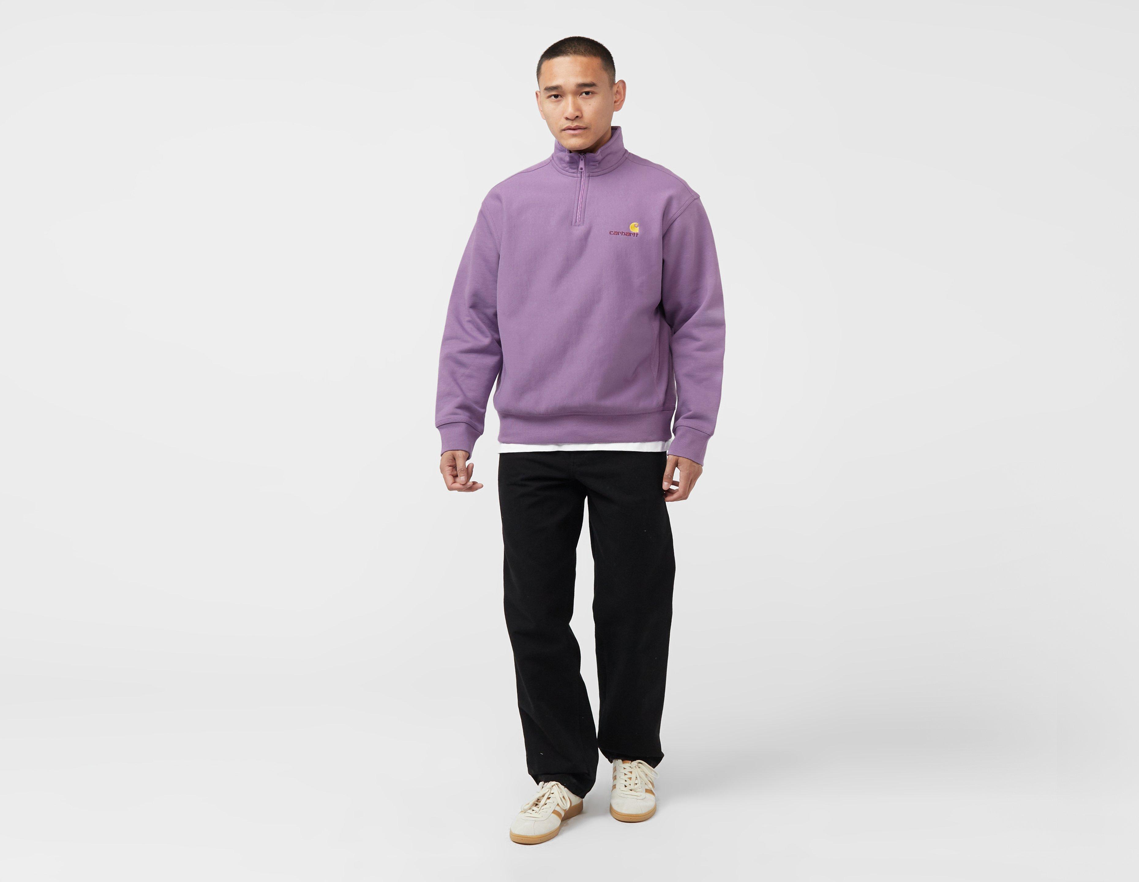 Langcom?, Purple Carhartt WIP American Script Half Zip Sweatshirt