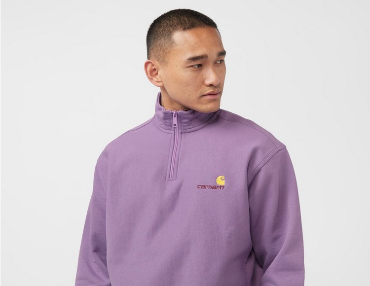 Purple Carhartt WIP American Script Half Zip Sweatshirt, Ssil?