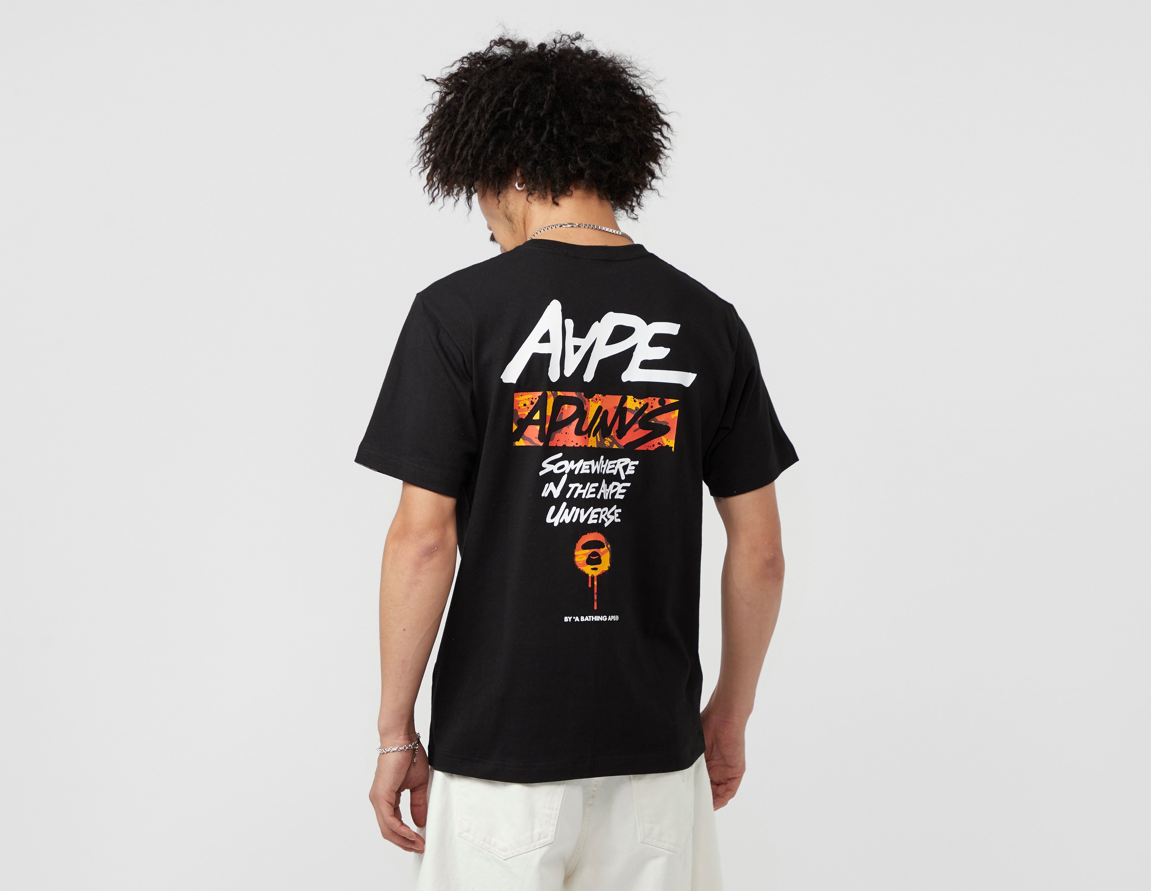 aape by a bathing ape moonface graphic print t-shirt, black