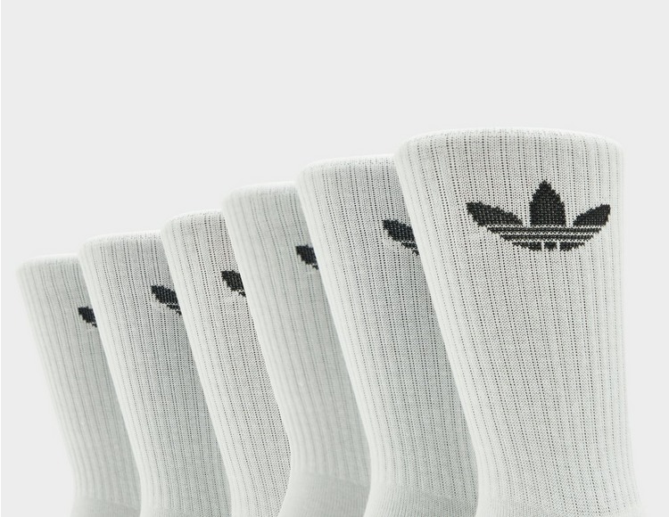 White adidas Originals 6-Pack Trefoil Cushion Crew Socks | size?