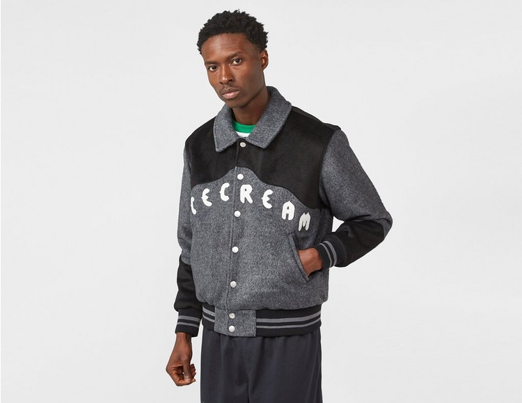 Grey ICECREAM Western Brand-Applique Woven Varsity Jacket | size?