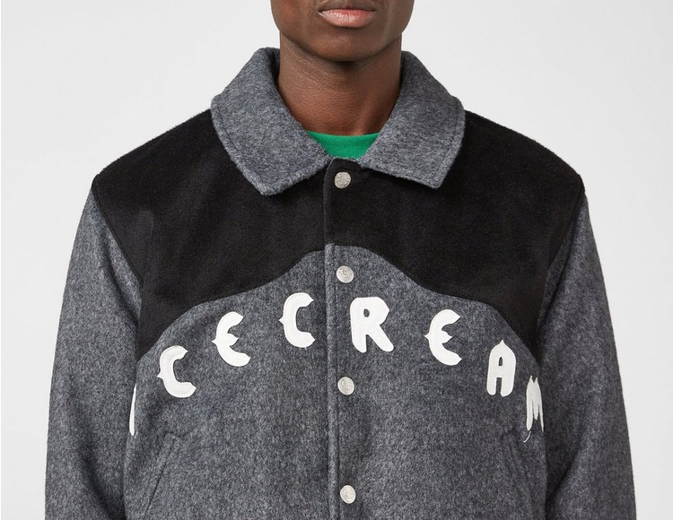ICECREAM Western Brand-Applique Woven Varsity Jacket