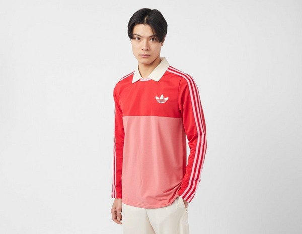 Red adidas Originals Adicolor 70s Long Sleeve Vintage Polo Shirt