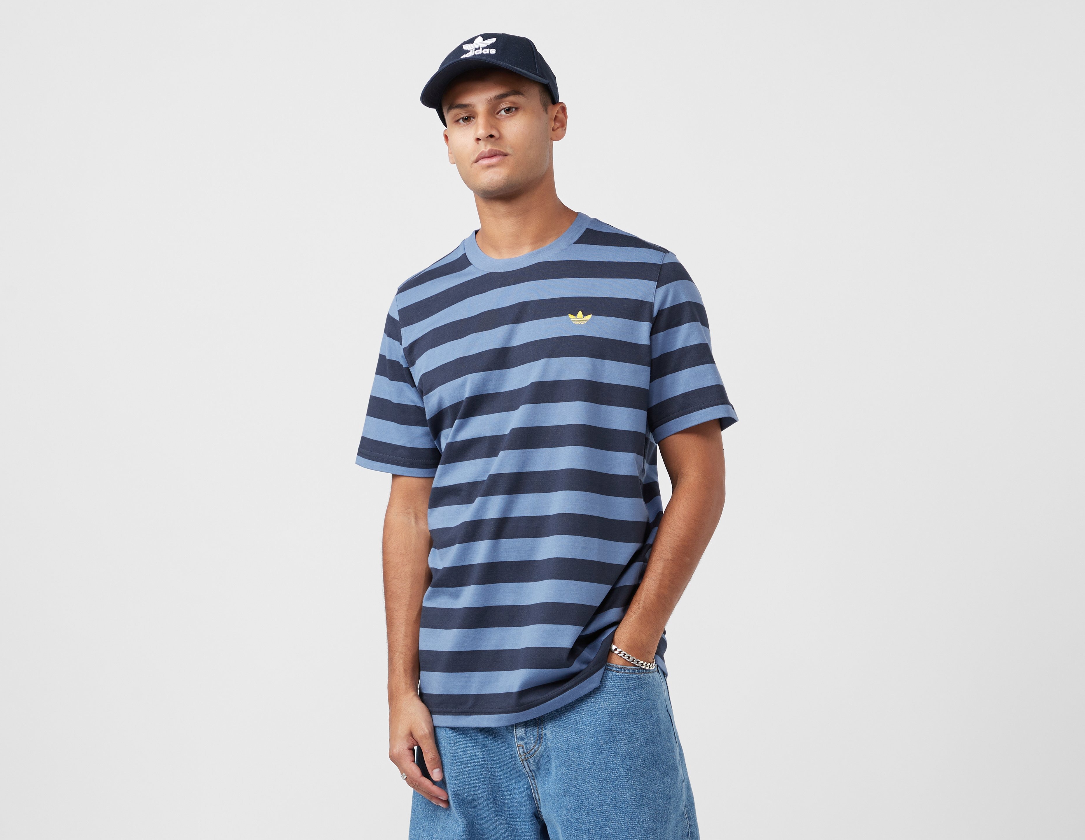 Adidas striped clearance t shirt